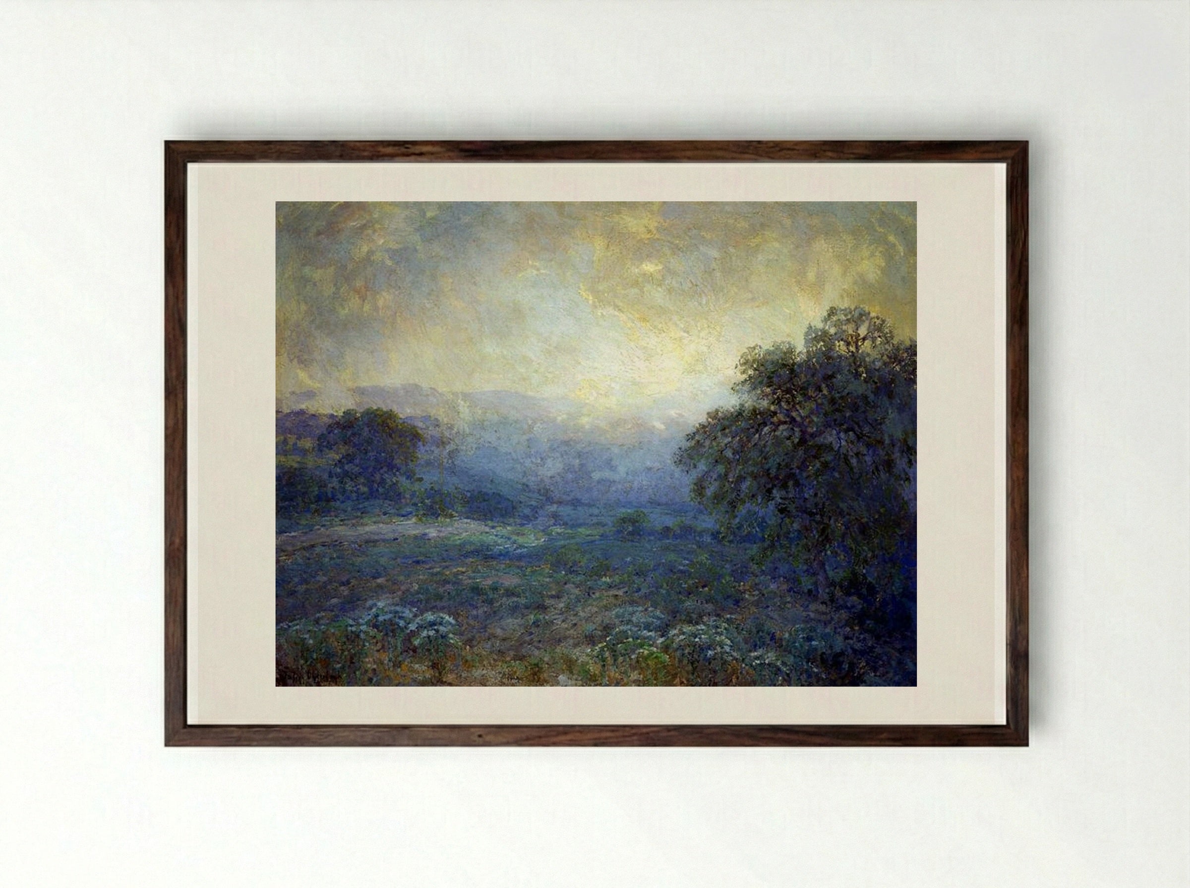 Dawn in the Hills - Robert Julian Onderdonk - Framed Print Dark Wood
