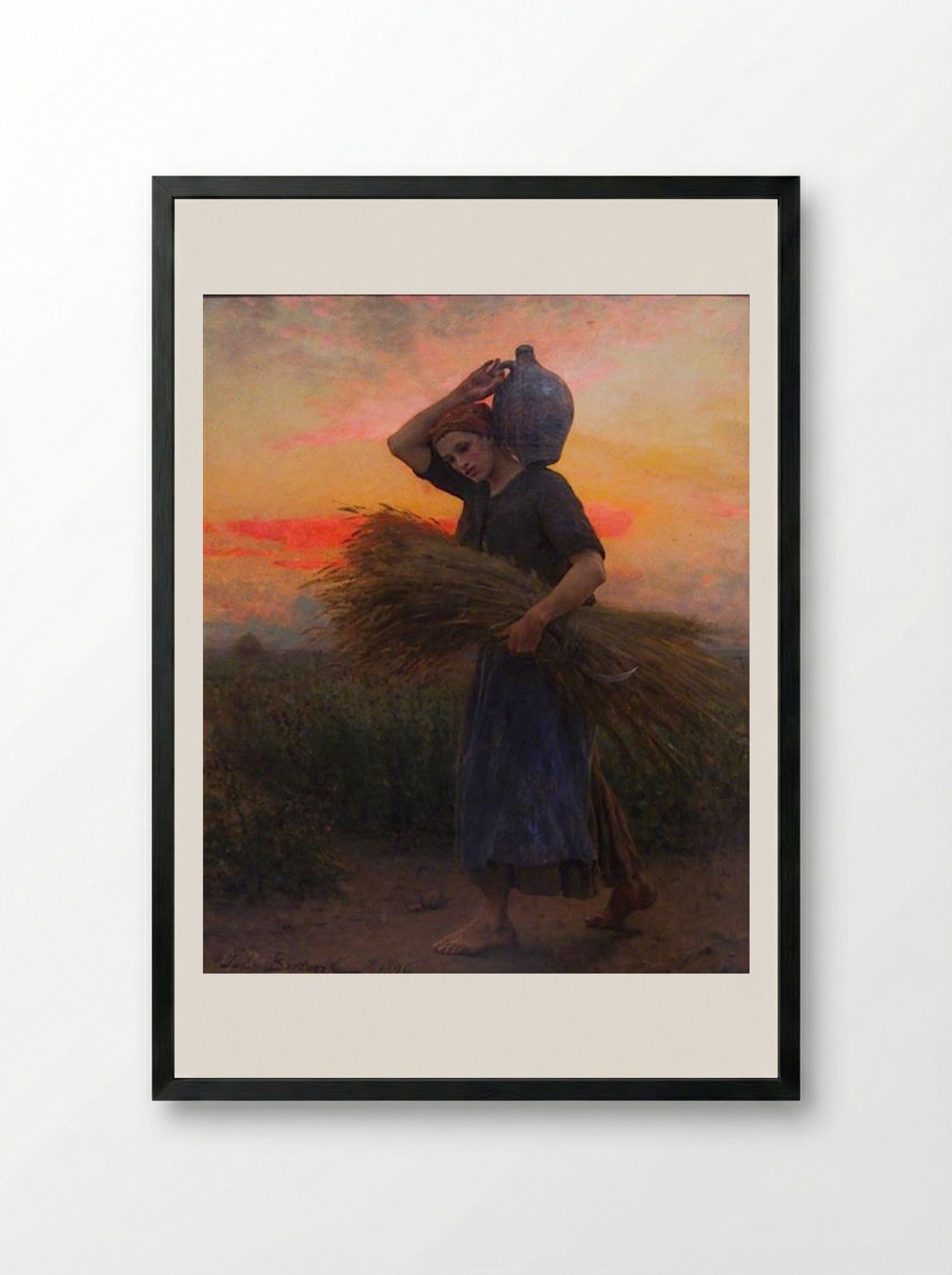 Dawn - Jules Breton - Framed Print Black