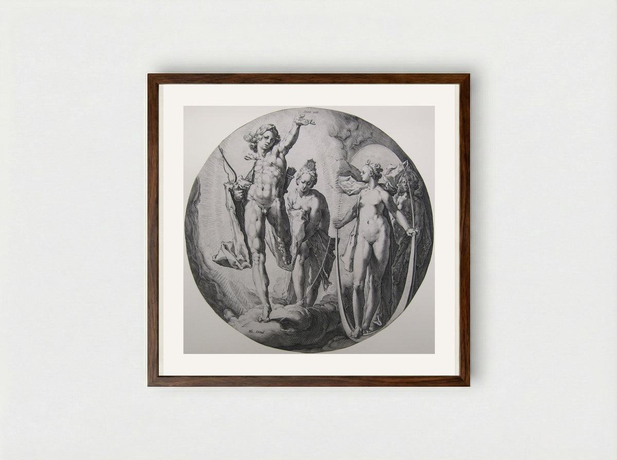 Day IV: The Creation of the Moon and the Stars - Jan Harmensz. Muller - Framed Print Dark Wood