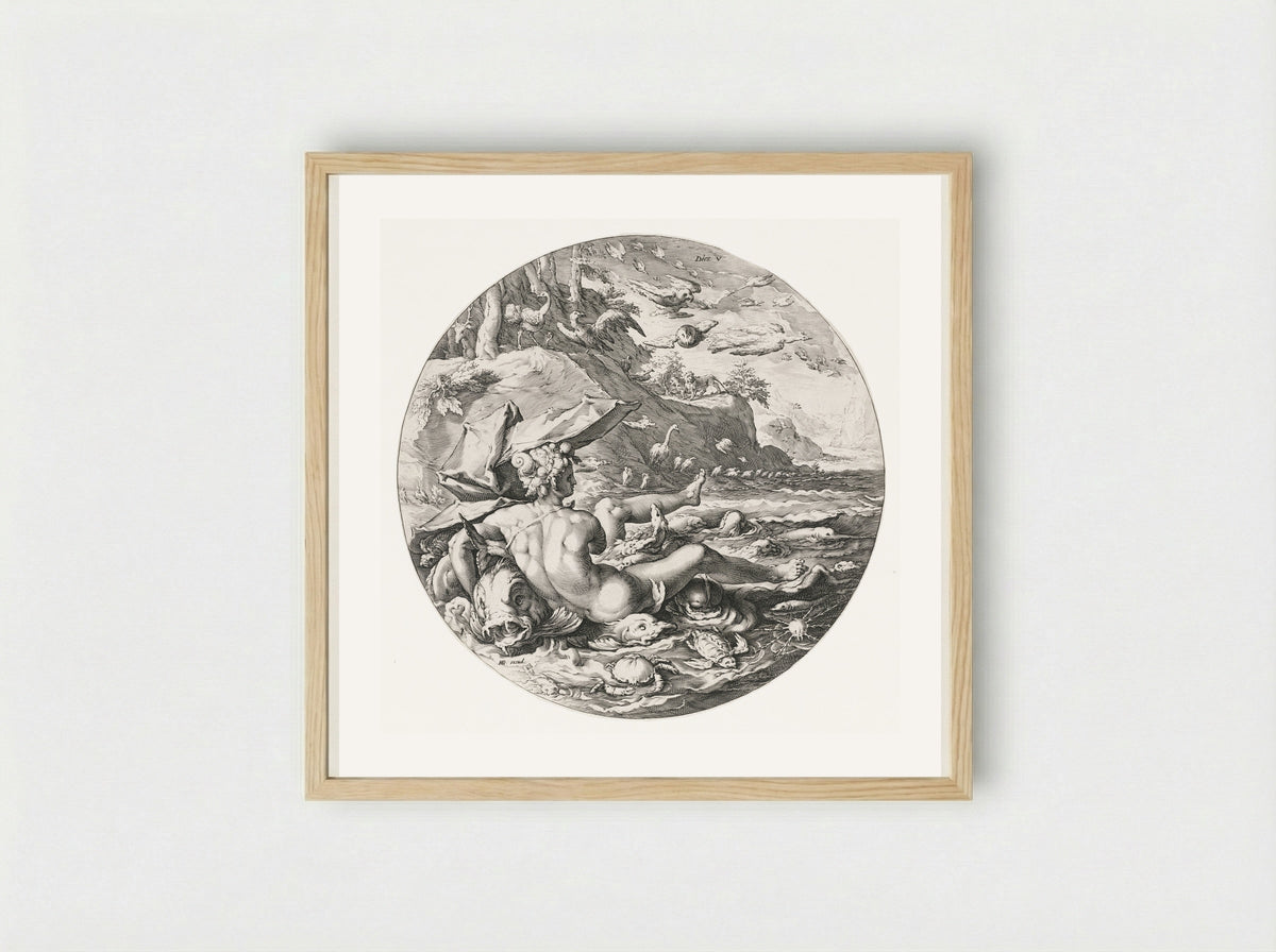 Day V: The Creation of Fish, Birds, and Beasts - Jan Harmensz. Muller - Framed Print Wood