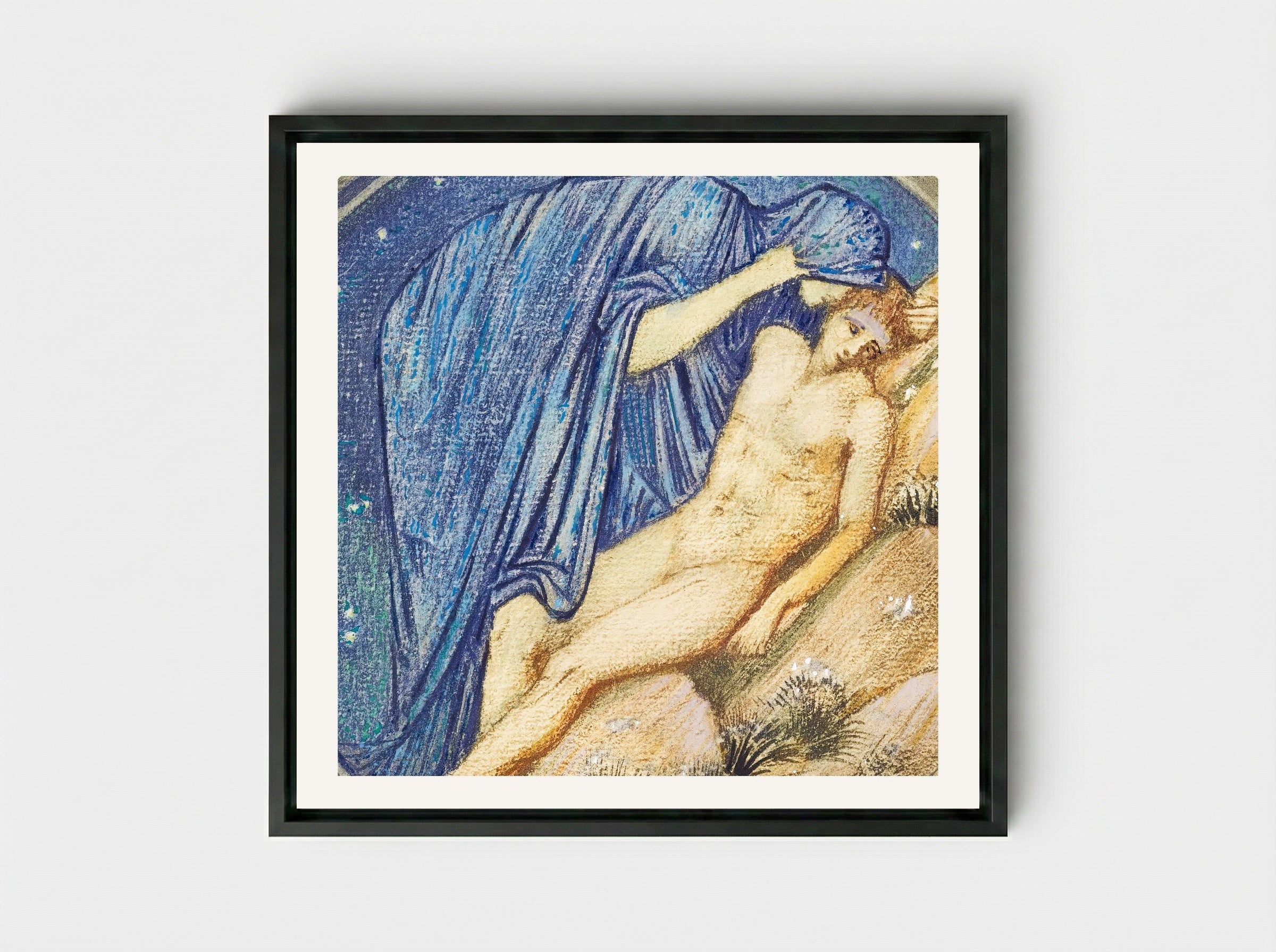 Day and Night from The Flower Book - Edward Burne-Jones - Framed Canvas Black