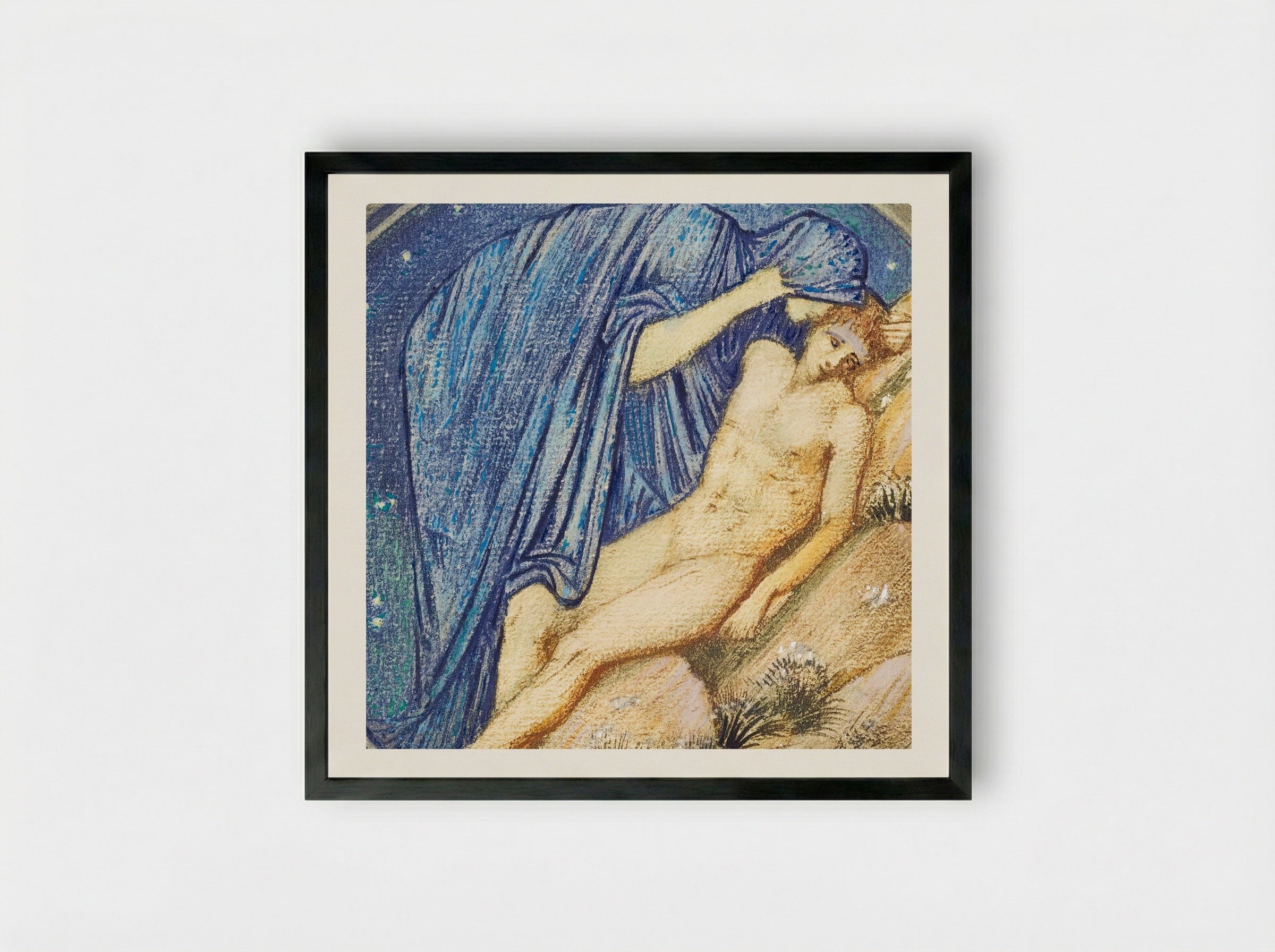 Day and Night from The Flower Book - Edward Burne-Jones - Framed Print Black