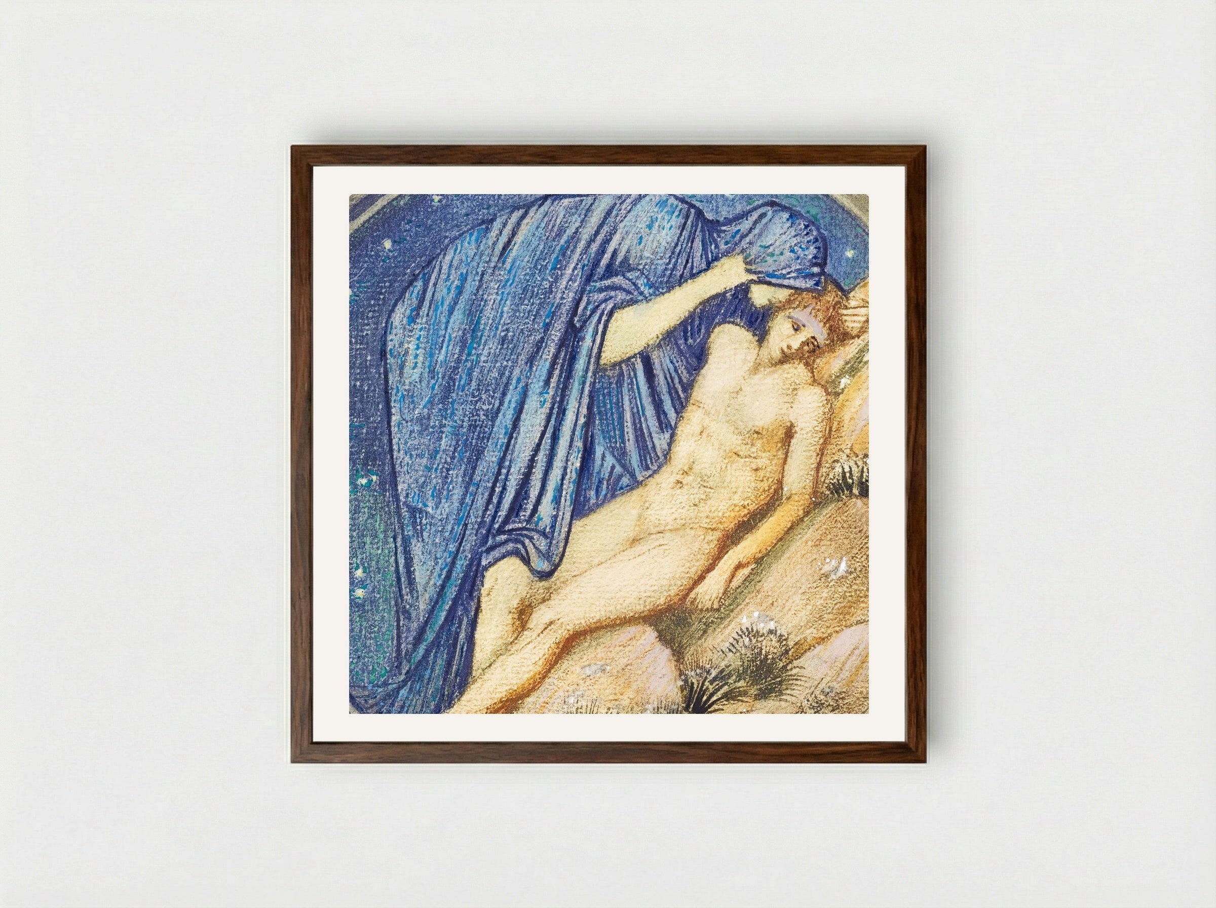 Day and Night from The Flower Book - Edward Burne-Jones - Framed Print Dark Wood