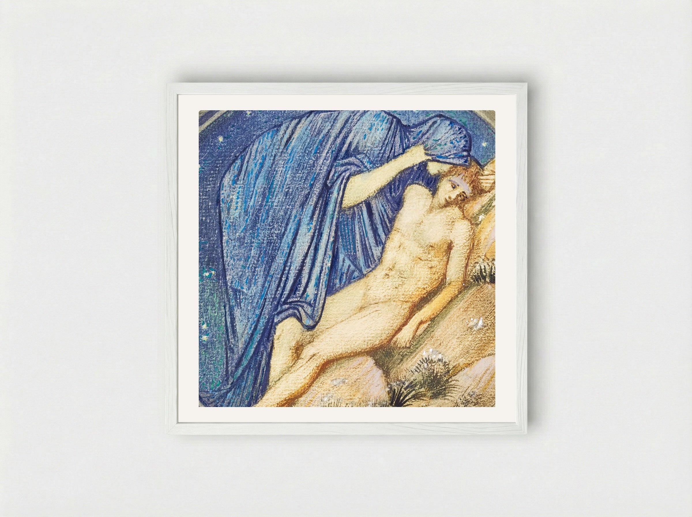 Day and Night from The Flower Book - Edward Burne-Jones - Framed Print White