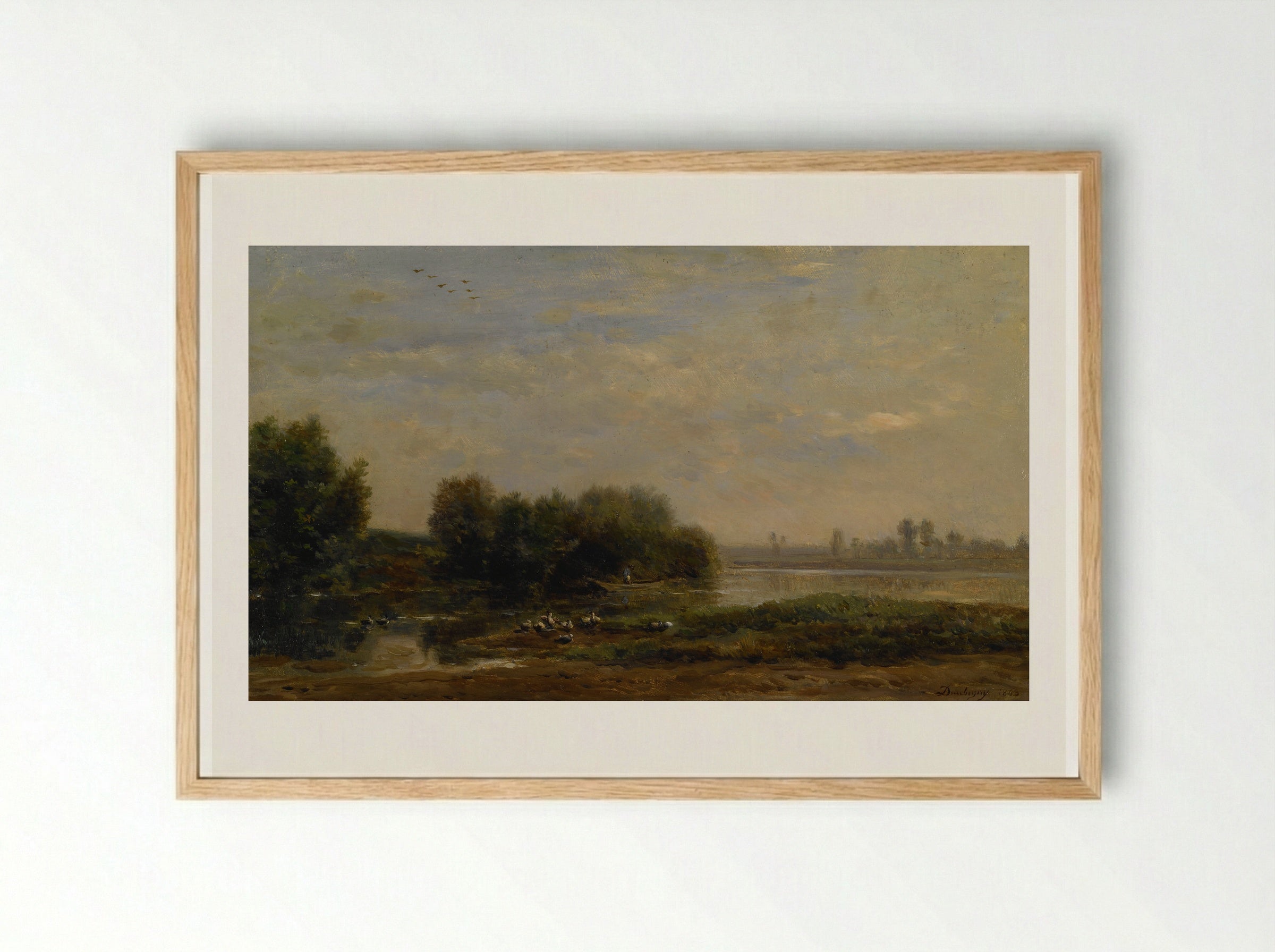 Daybreak, the Oise, Ile de Vaux - Charles-Francois Daubigny - Framed Print Wood