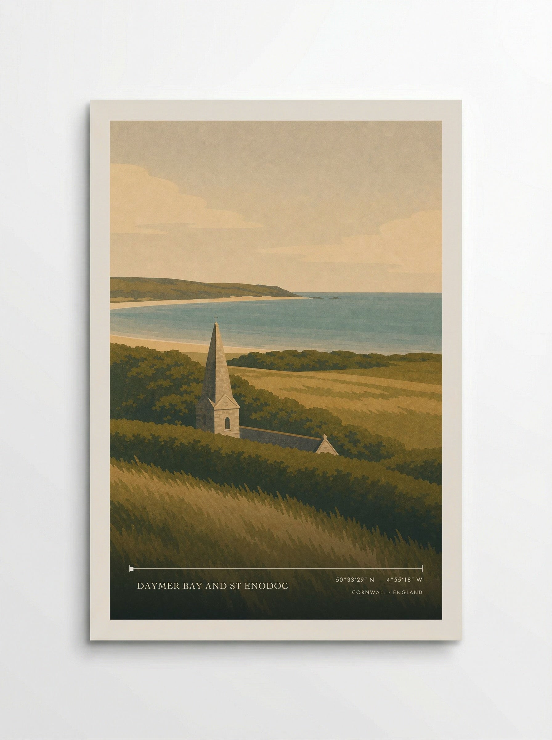 Daymer Bay and St Enodoc Cornwall England Travel Poster - Poster
