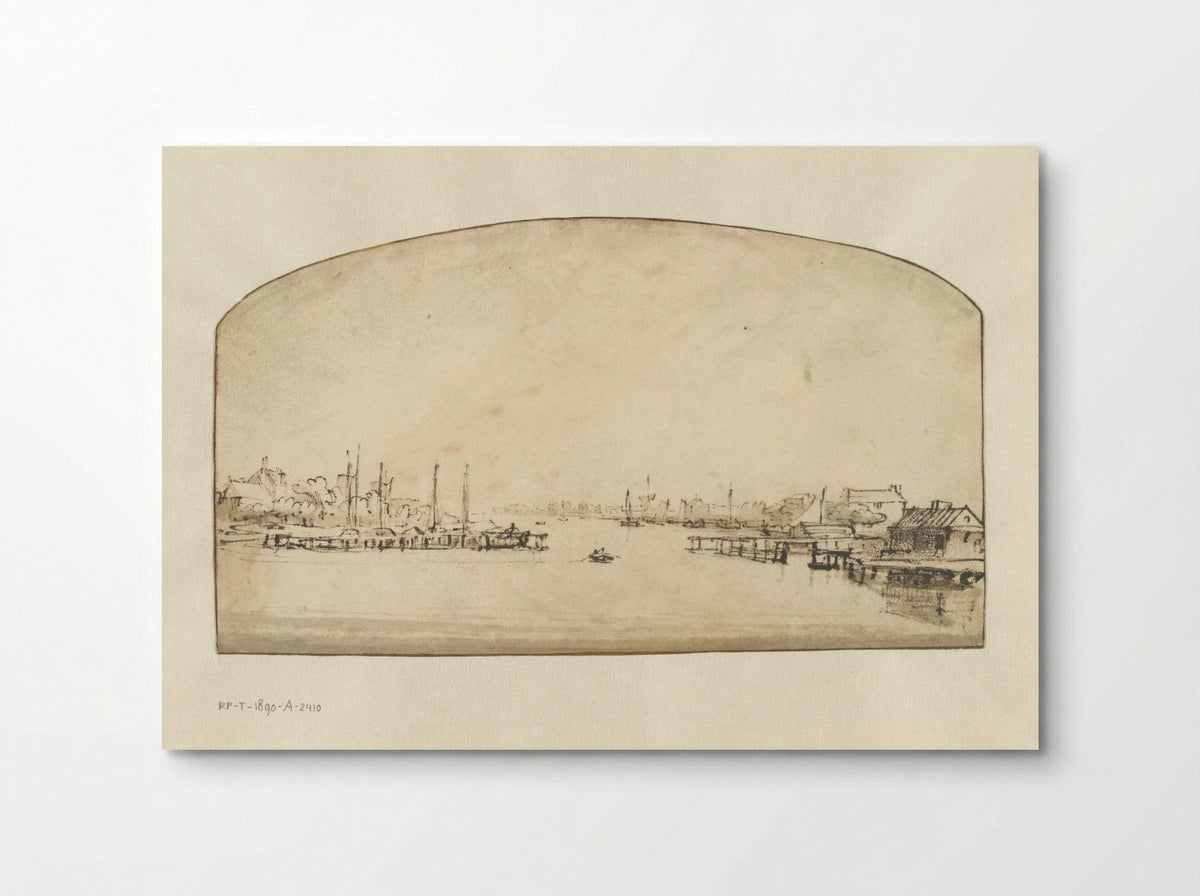 De Amstel gezien vanaf de Blauwbrug - Rembrandt van Rijn - Poster