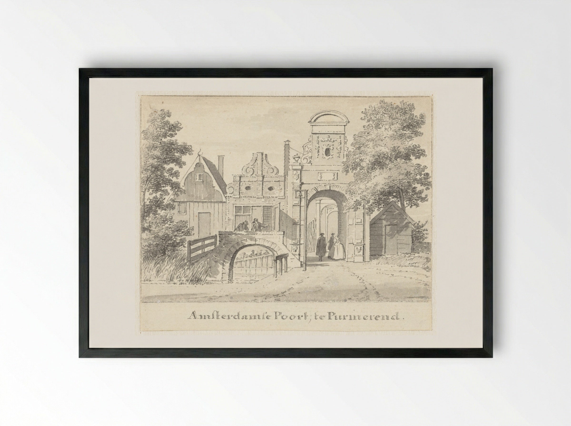De Amsterdamse Poort te Purmerend - Cornelis Pronk - Framed Print Black