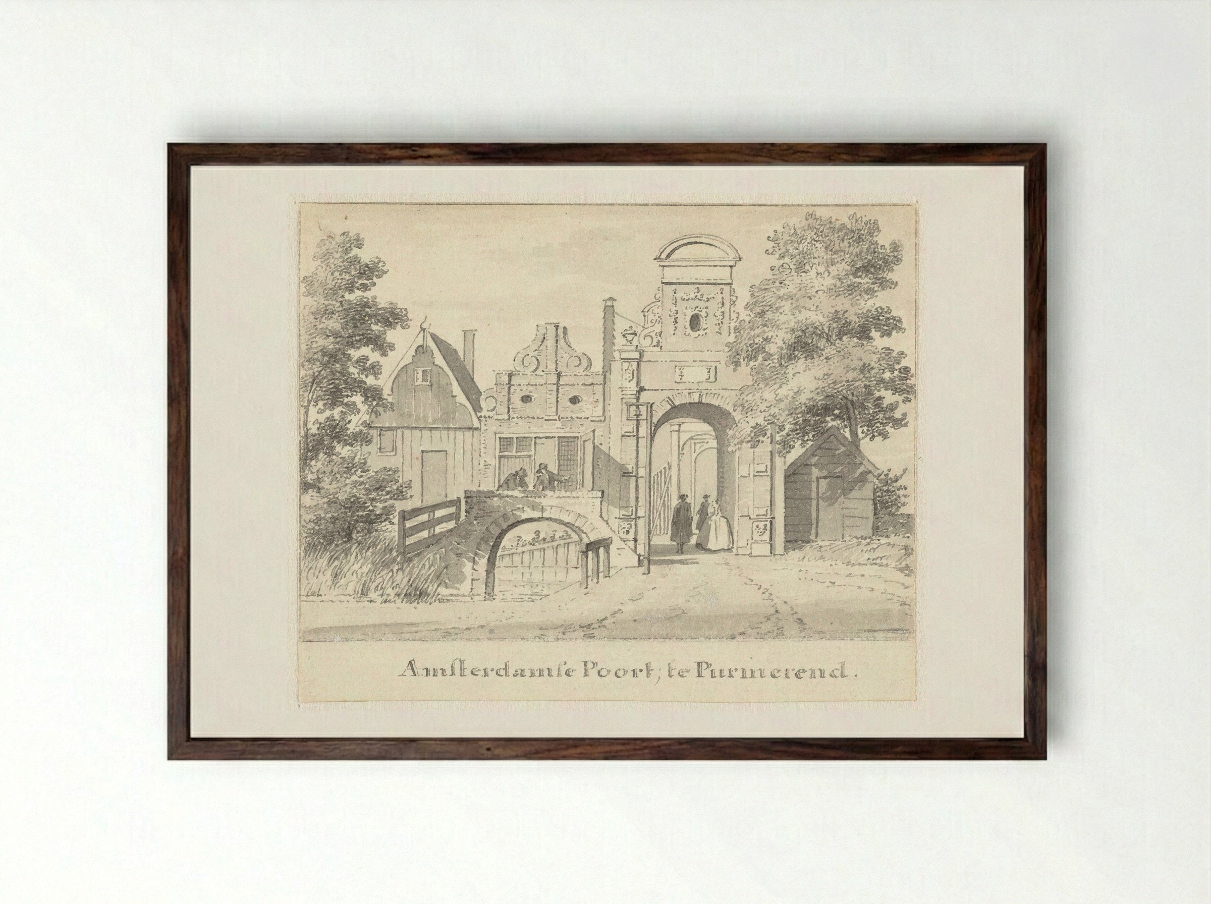 De Amsterdamse Poort te Purmerend - Cornelis Pronk - Framed Print Dark Wood