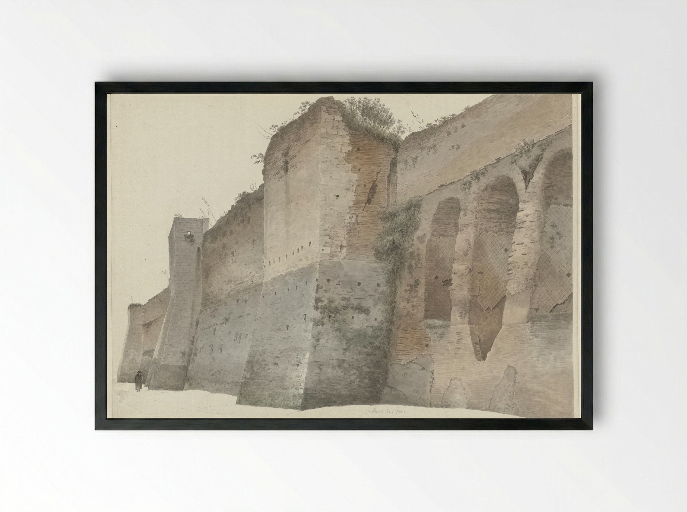 De Aureliaanse Muur in Rome - Josephus Augustus Knip - Framed Print Black