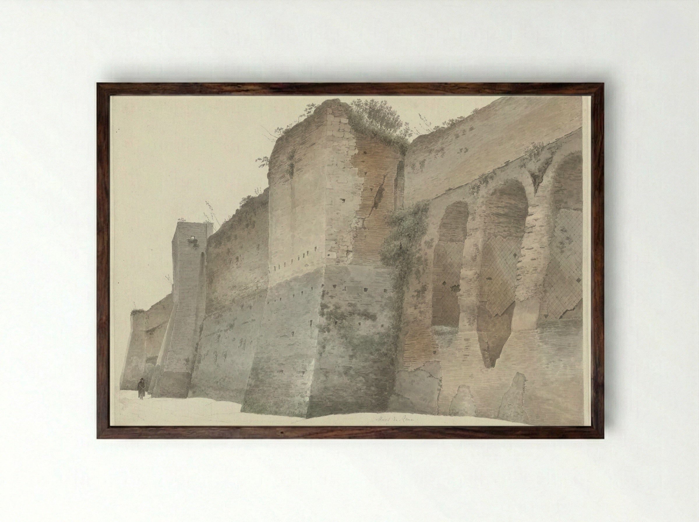 De Aureliaanse Muur in Rome - Josephus Augustus Knip - Framed Print Dark Wood