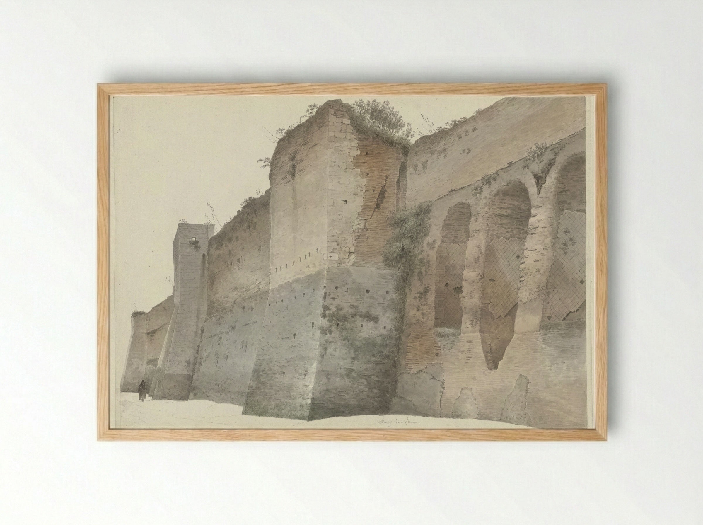 De Aureliaanse Muur in Rome - Josephus Augustus Knip - Framed Print Wood