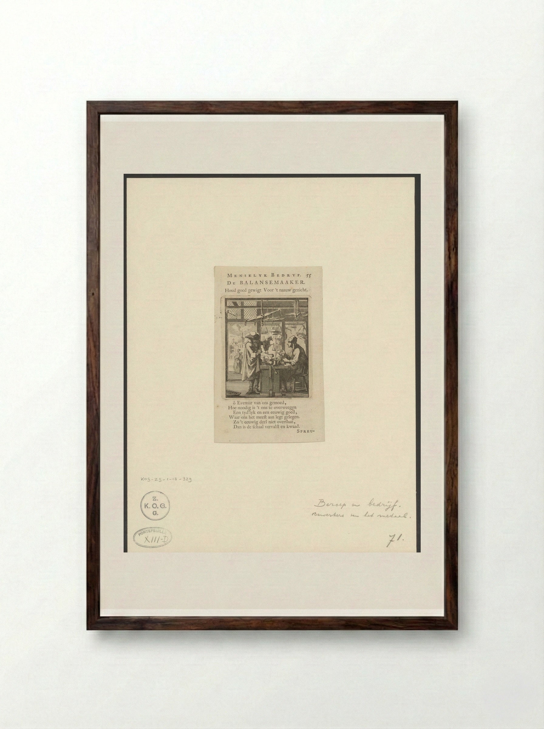 De Balansemaaker (The Balance Maker) - Cornelis van der Sys - Framed Print Dark Wood