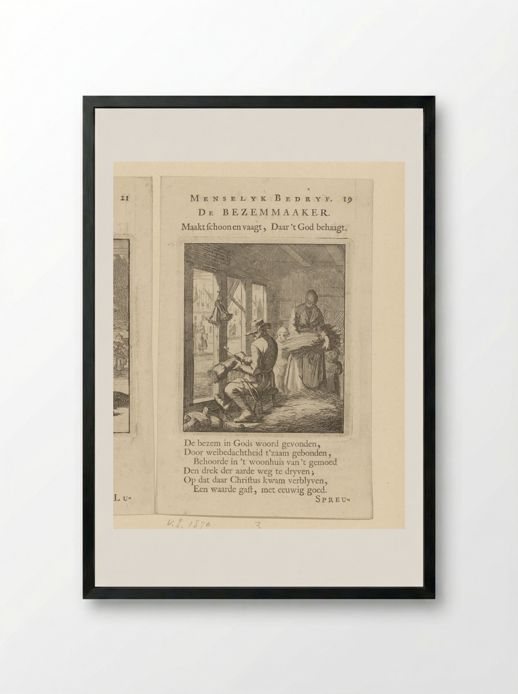 De Bezemmaaker - Cornelis van der Sys - Framed Print Black
