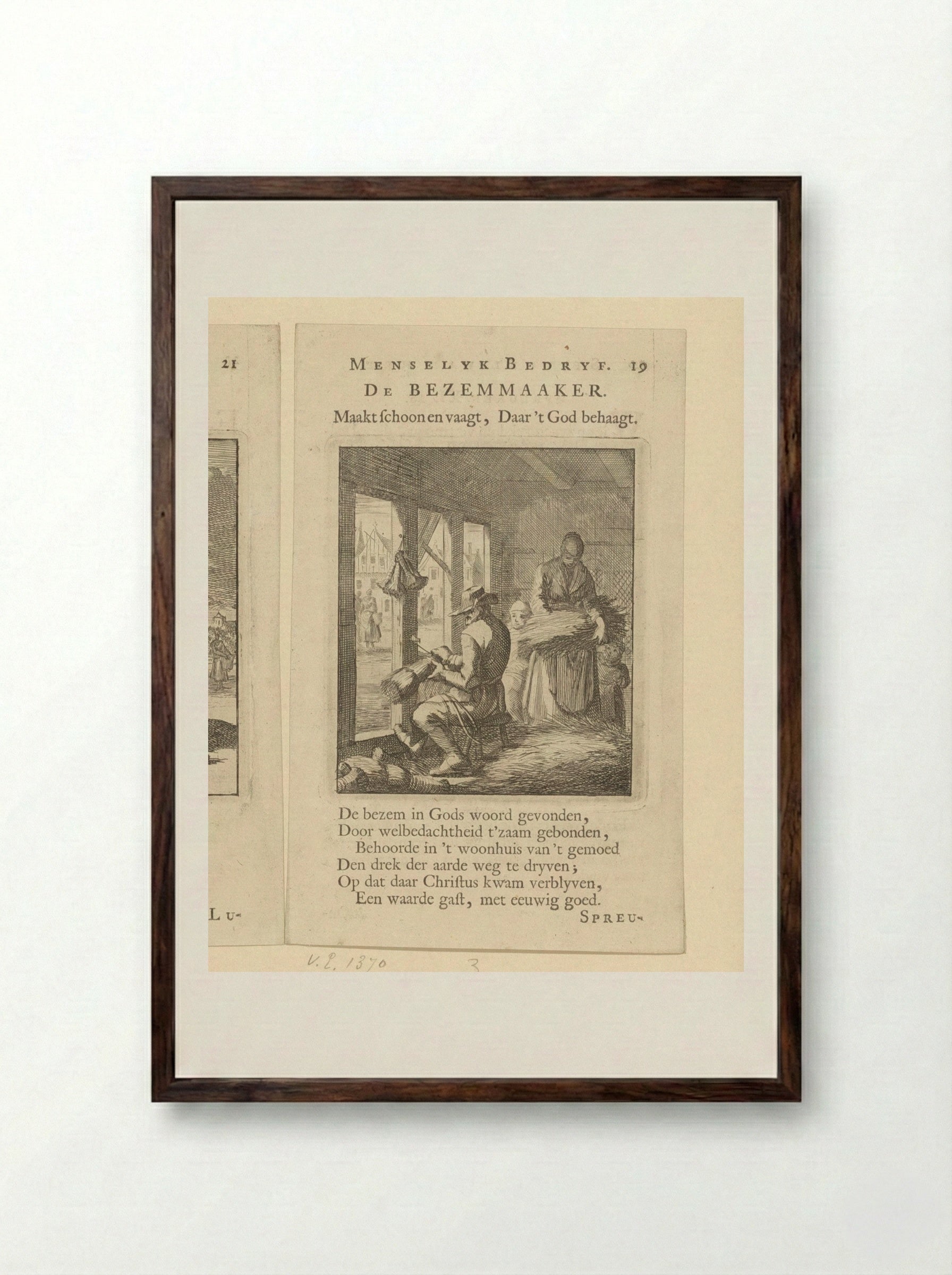 De Bezemmaaker - Cornelis van der Sys - Framed Print Dark Wood