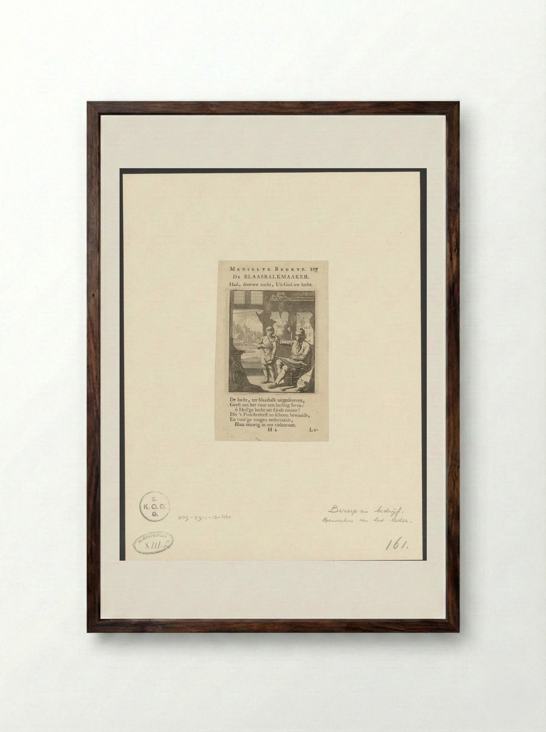De Blaasbalkmaaker (The Bellows Maker) - Cornelis van der Sys - Framed Print Dark Wood