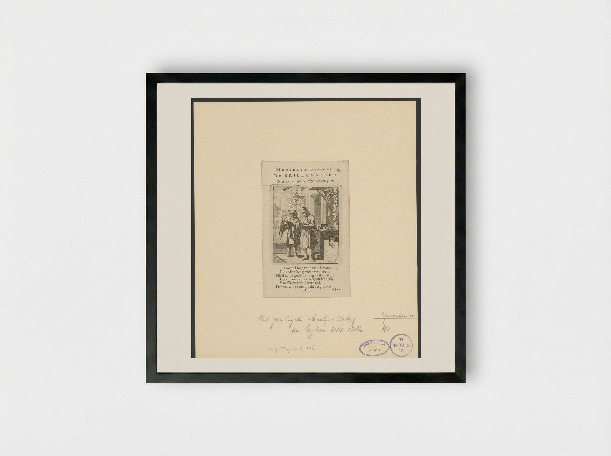 De Brillemaaker - Jan Luyken - Framed Print Black