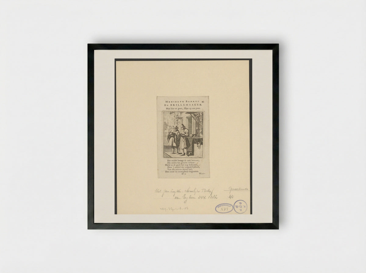De Brillemaaker - Jan Luyken - Framed Print Black