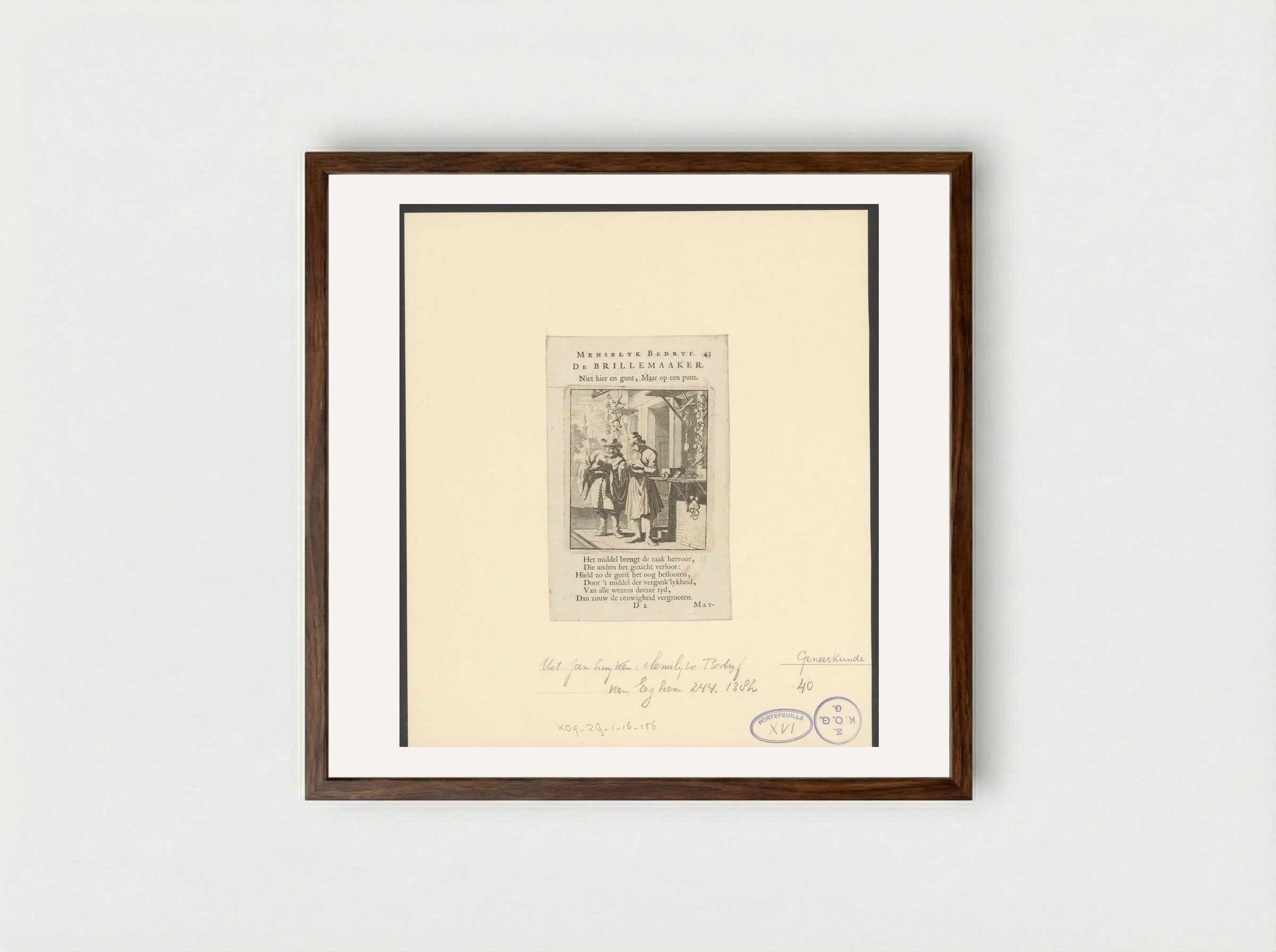 De Brillemaaker - Jan Luyken - Framed Print Dark Wood