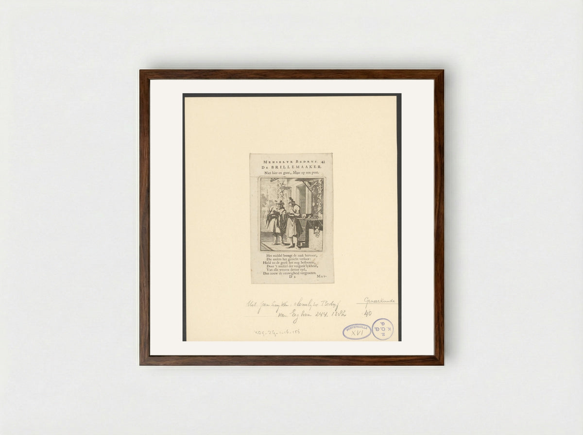 De Brillemaaker - Jan Luyken - Framed Print Dark Wood
