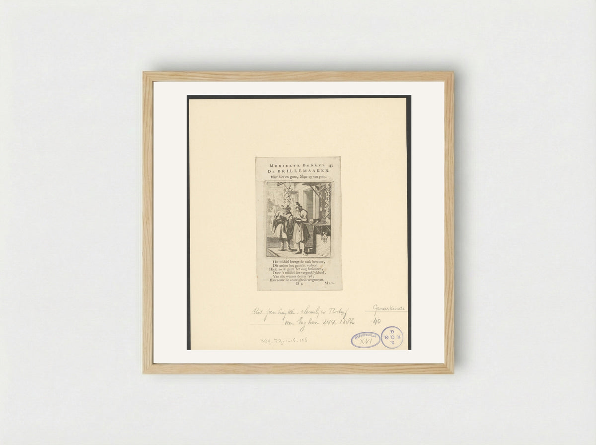 De Brillemaaker - Jan Luyken - Framed Print Wood