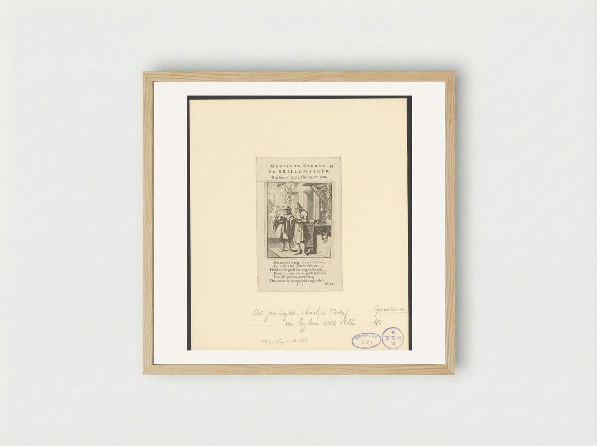 De Brillemaaker - Jan Luyken - Framed Print Wood