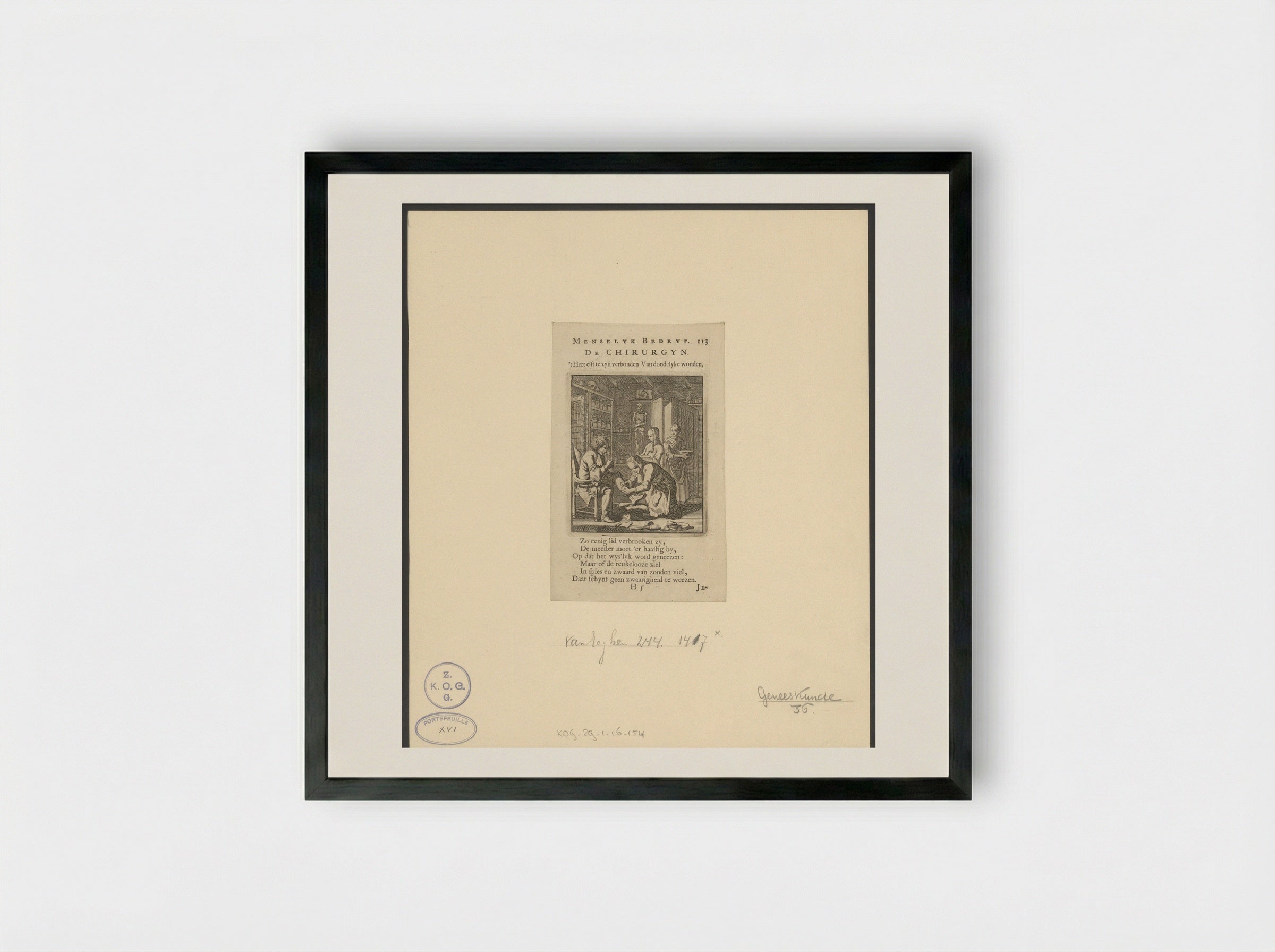 De Chirurgyn - Jan Luyken - Framed Print Black