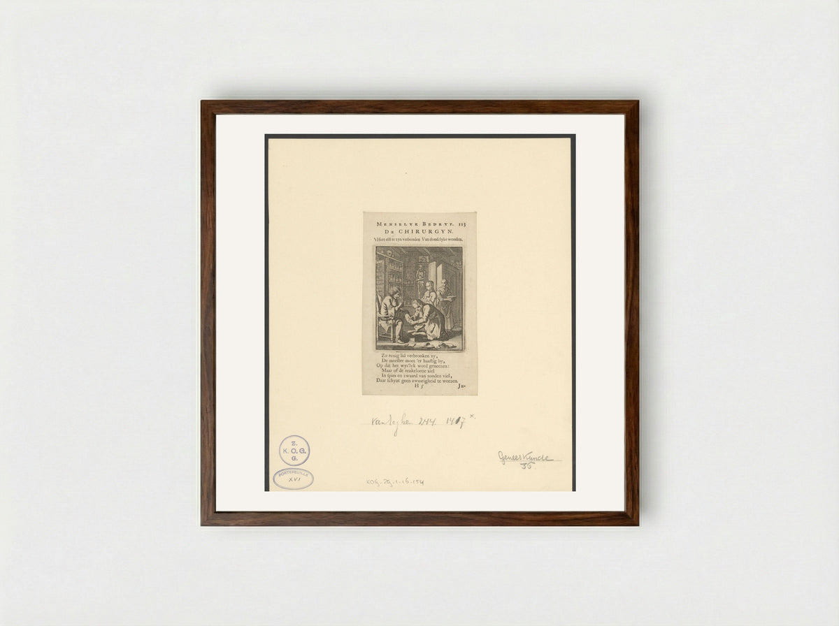 De Chirurgyn - Jan Luyken - Framed Print Dark Wood