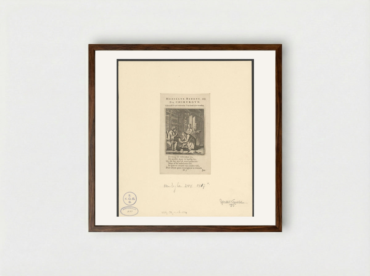 De Chirurgyn - Jan Luyken - Framed Print Dark Wood