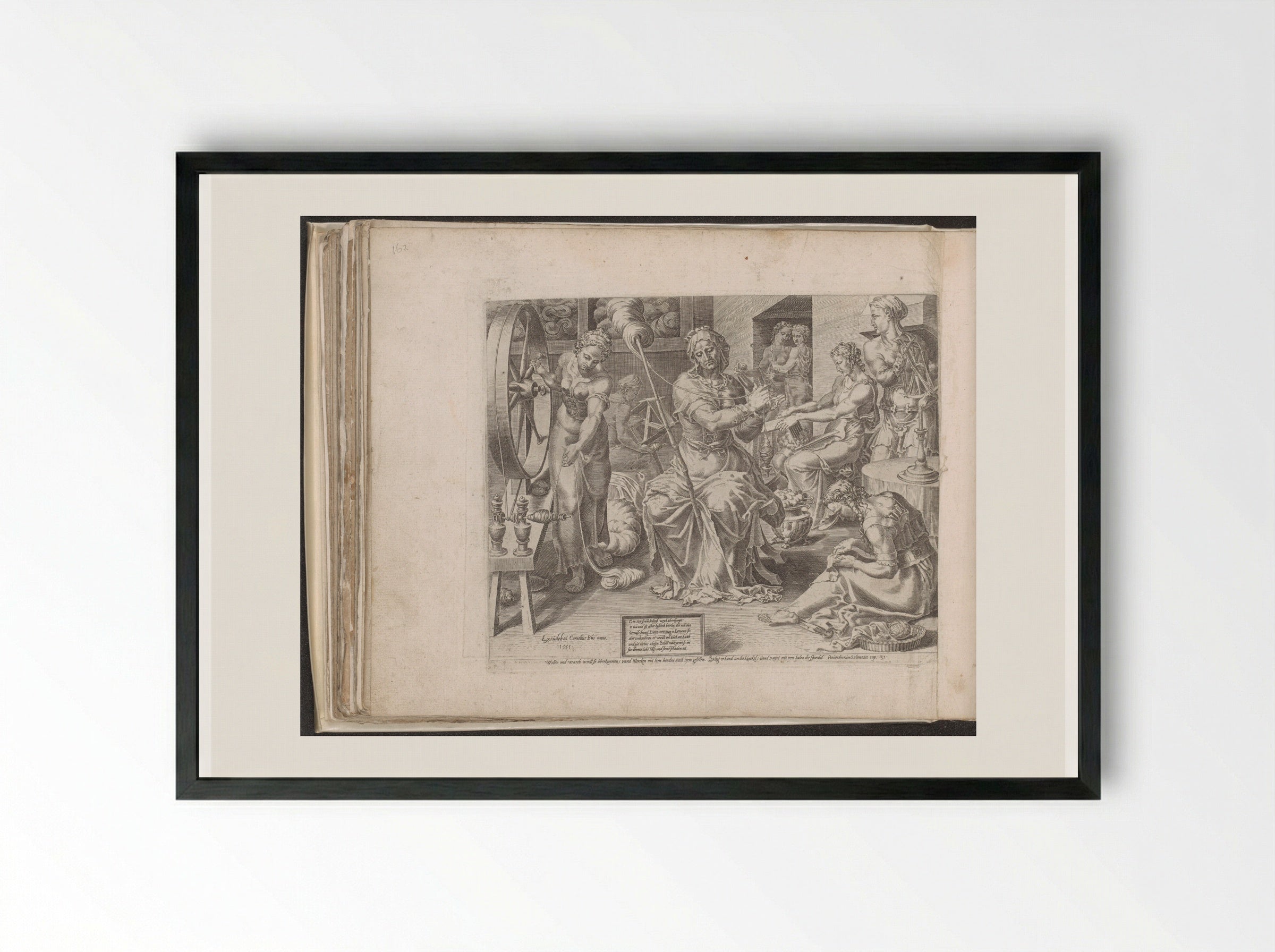 De Deugdzame vrouw spint - Dirck Volckertsz. Coornhert - Framed Print Black