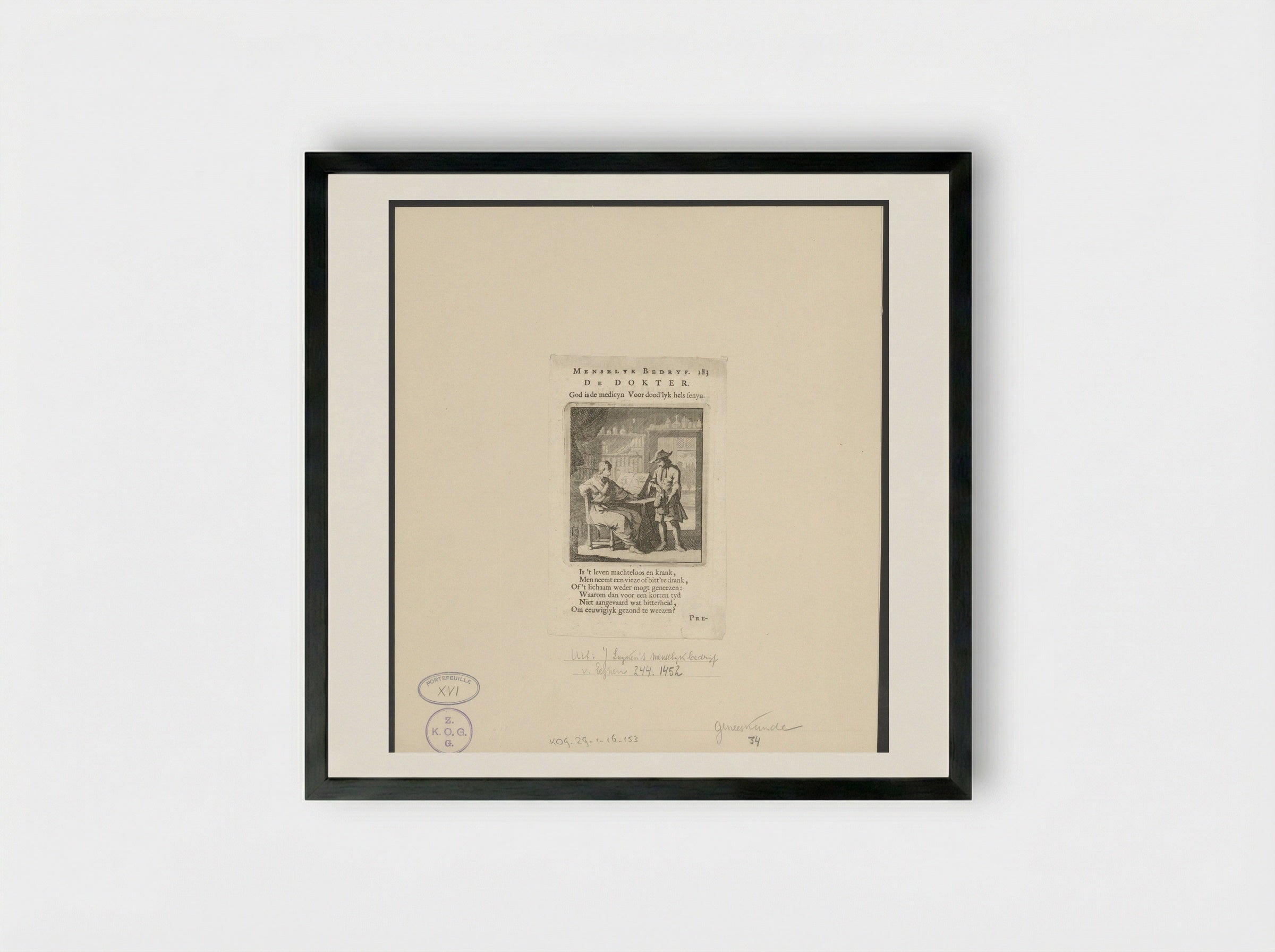De Dokter - Jan Luyken - Framed Print Black