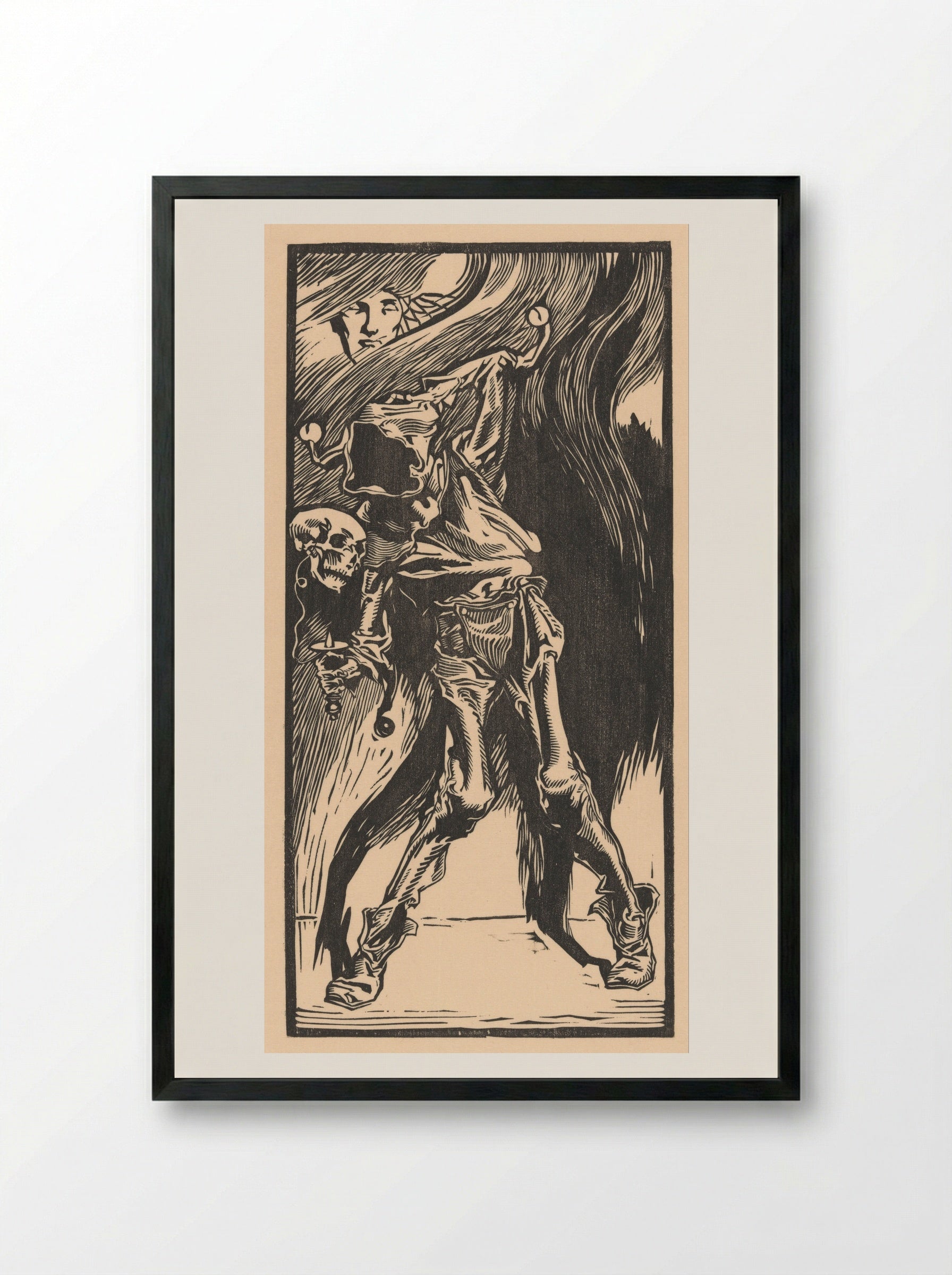 De Dood als harlekijn, bilboquet spelend - Johannes Josephus Aarts - Framed Print Black