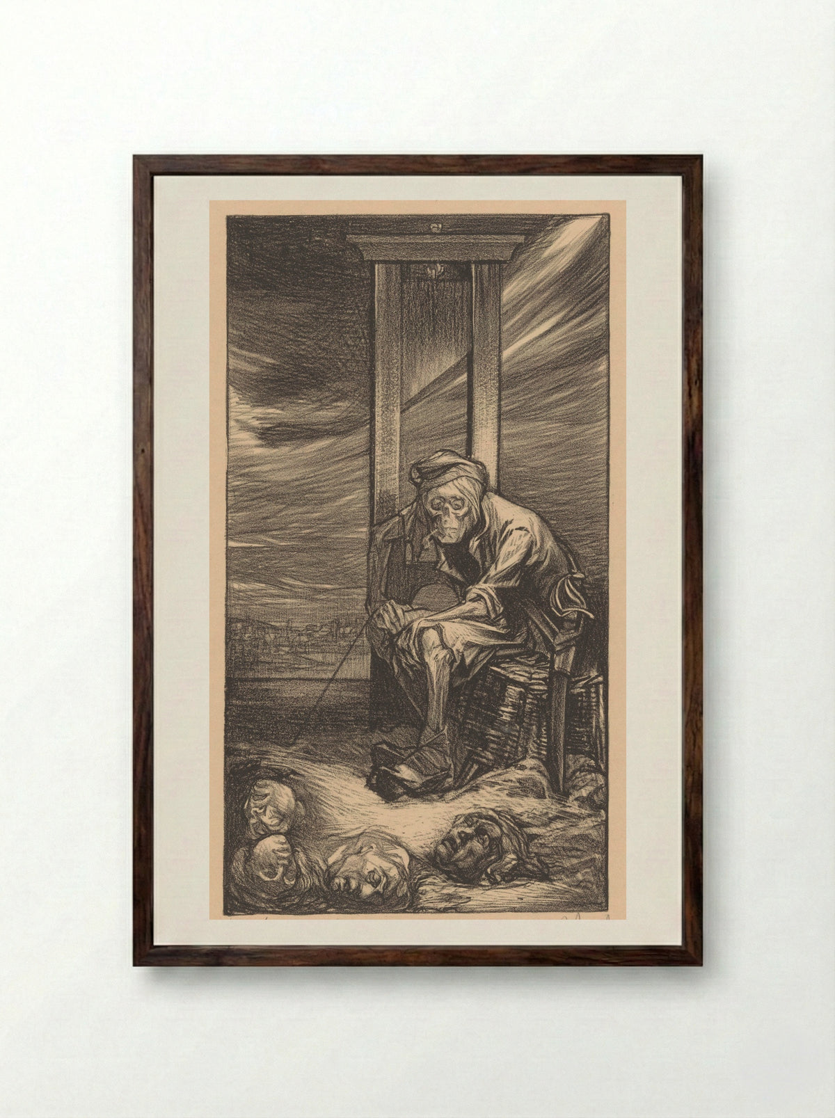 De Dood bij de guillotine - Johannes Josephus Aarts - Framed Print Dark Wood