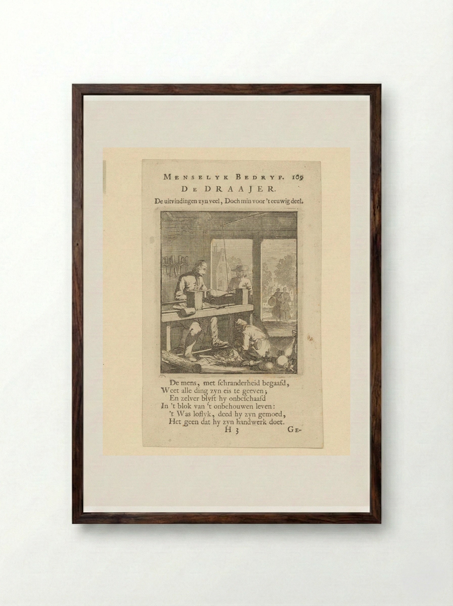 De Draajer (The Turner) - Cornelis van der Sys - Framed Print Dark Wood