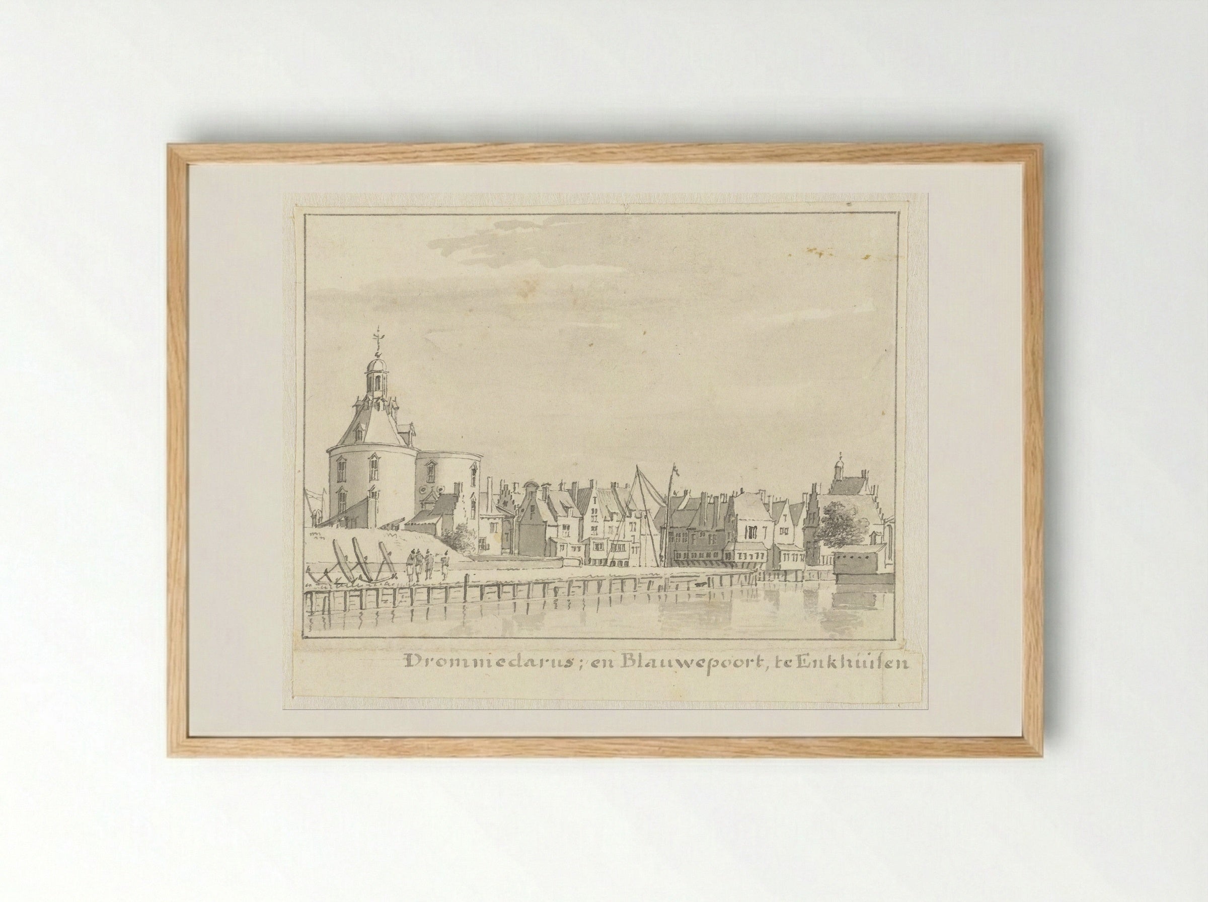 De Drommedaris en Blauwepoort te Enkhuizen - Cornelis Pronk - Framed Print Wood