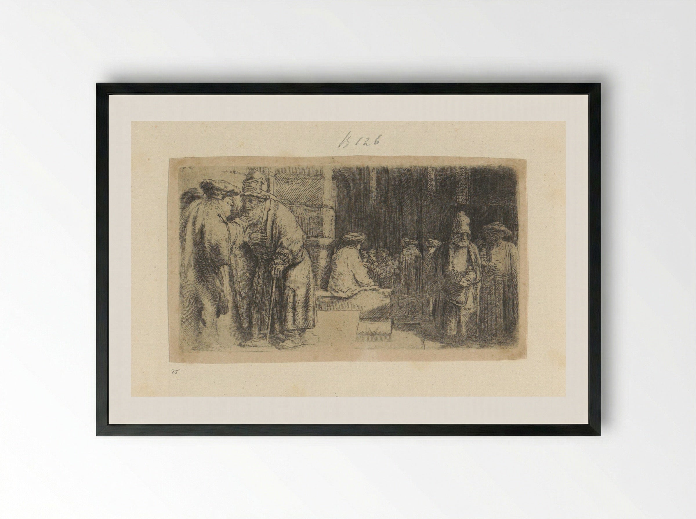 De Farizeeërs in de Tempel - Henry Louis Basan - Framed Print Black