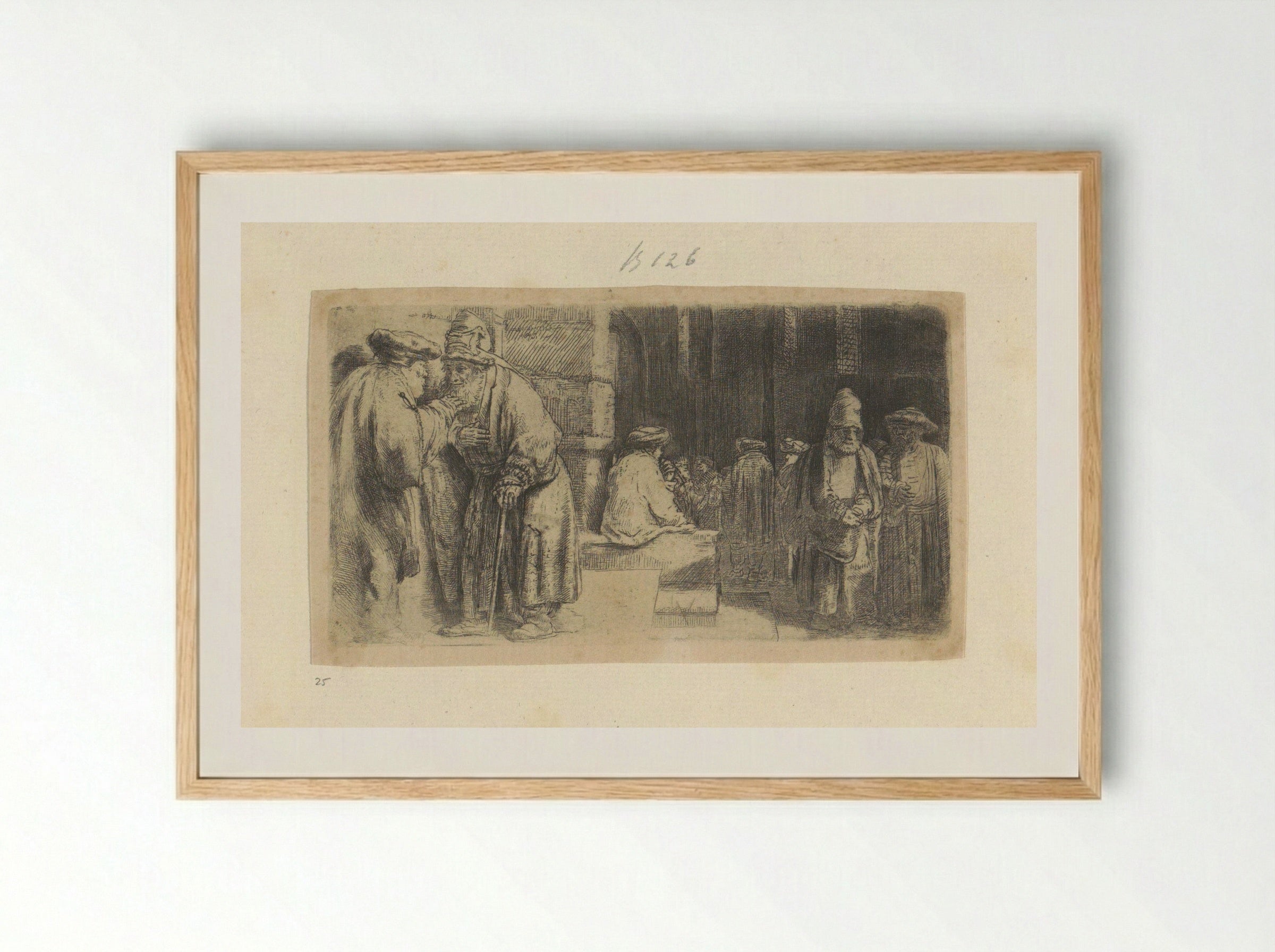 De Farizeeërs in de Tempel - Henry Louis Basan - Framed Print Wood