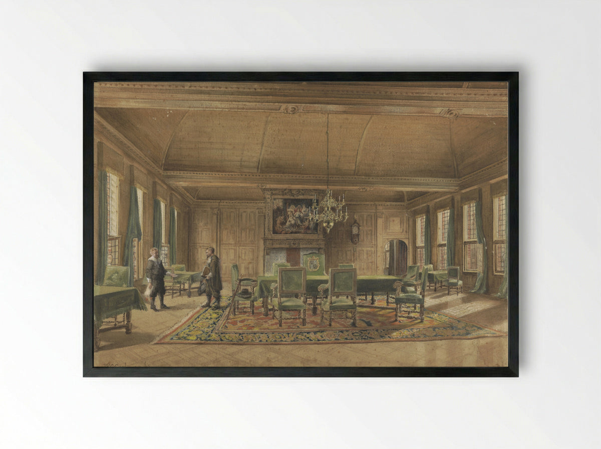 De Gedeputeerdenraad in het Provinciehuis te Groningen - Johan Paul Constantinus Grolman - Framed Print Black