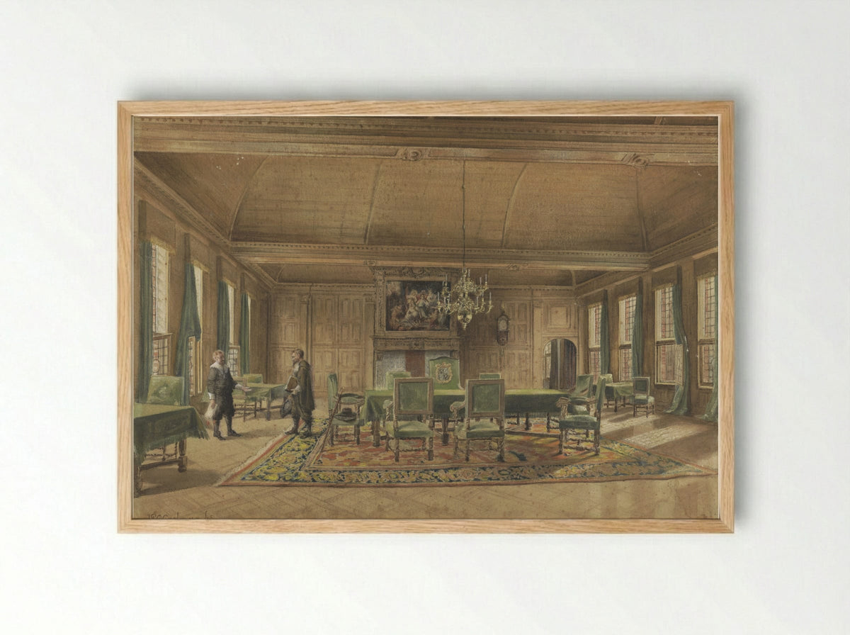 De Gedeputeerdenraad in het Provinciehuis te Groningen - Johan Paul Constantinus Grolman - Framed Print Wood