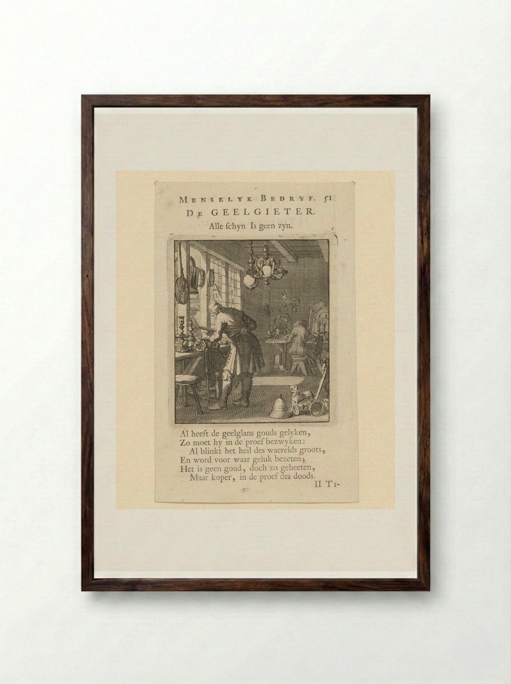 De Geelgieter (The Brass Founder) - Cornelis van der Sys - Framed Print Dark Wood