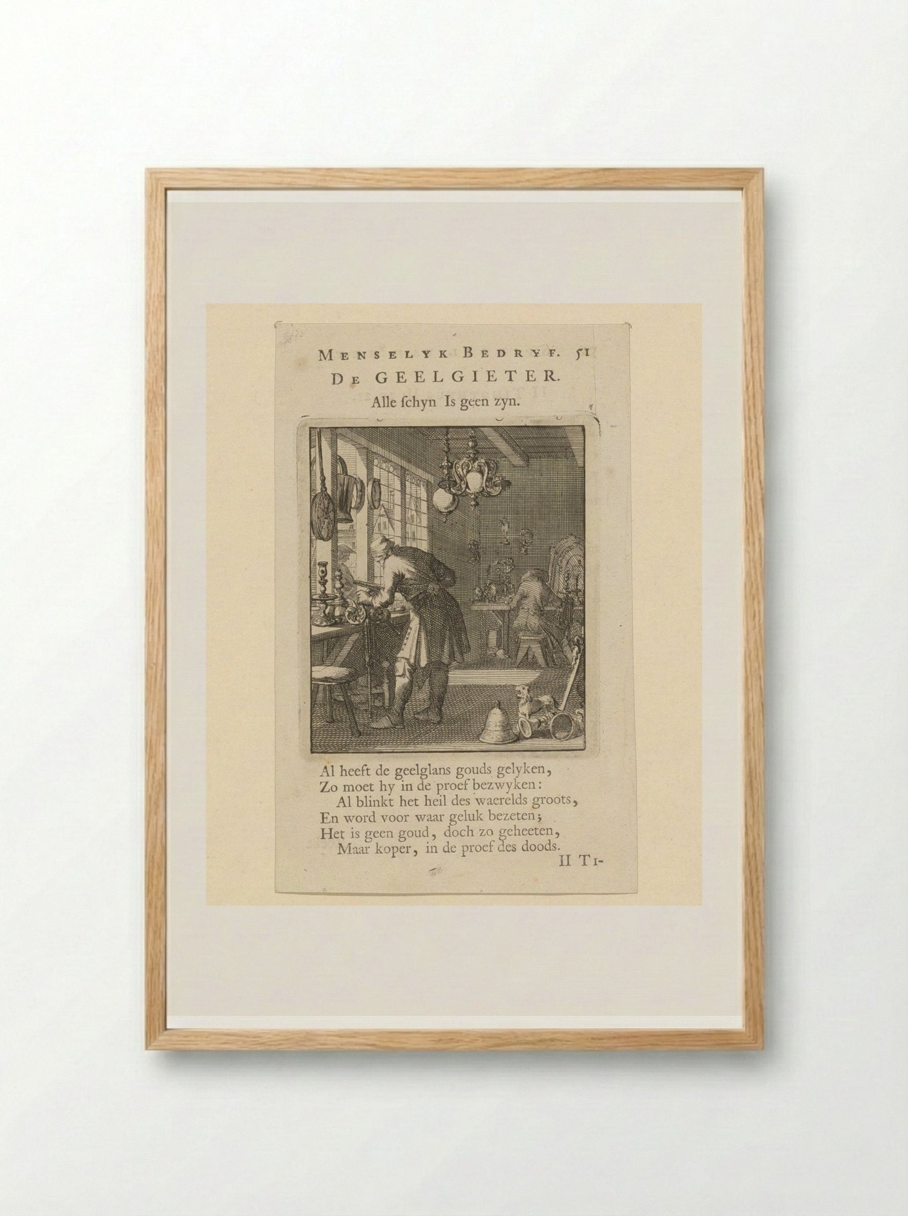 De Geelgieter (The Brass Founder) - Cornelis van der Sys - Framed Print Wood