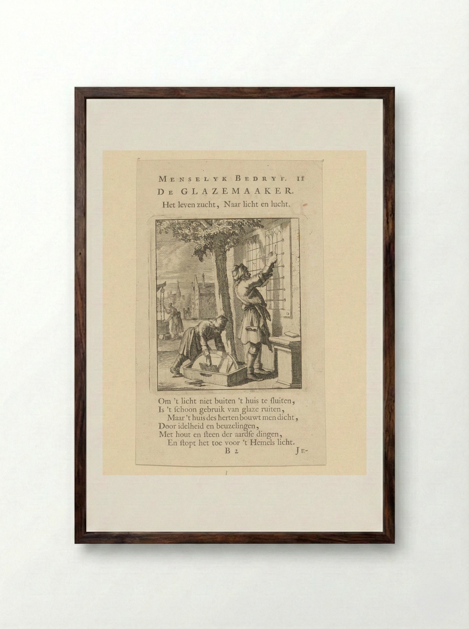 De Glazenmaker - Cornelis van der Sys - Framed Print Dark Wood