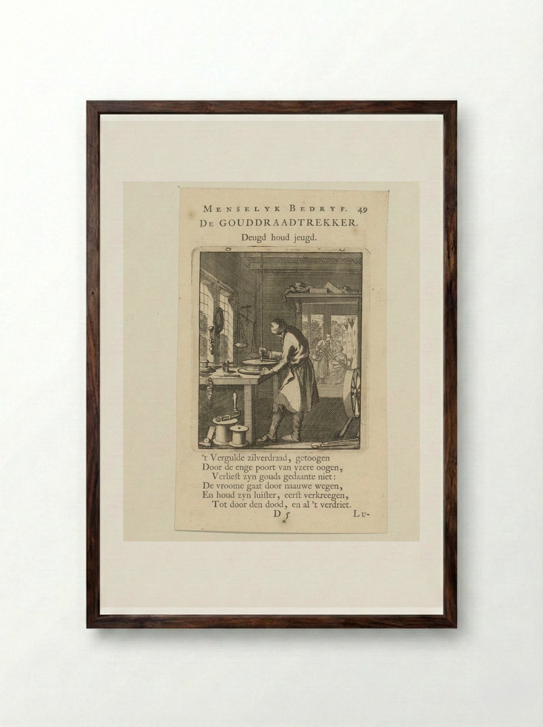 De Gouddraadtrekker - Cornelis van der Sys - Framed Print Dark Wood