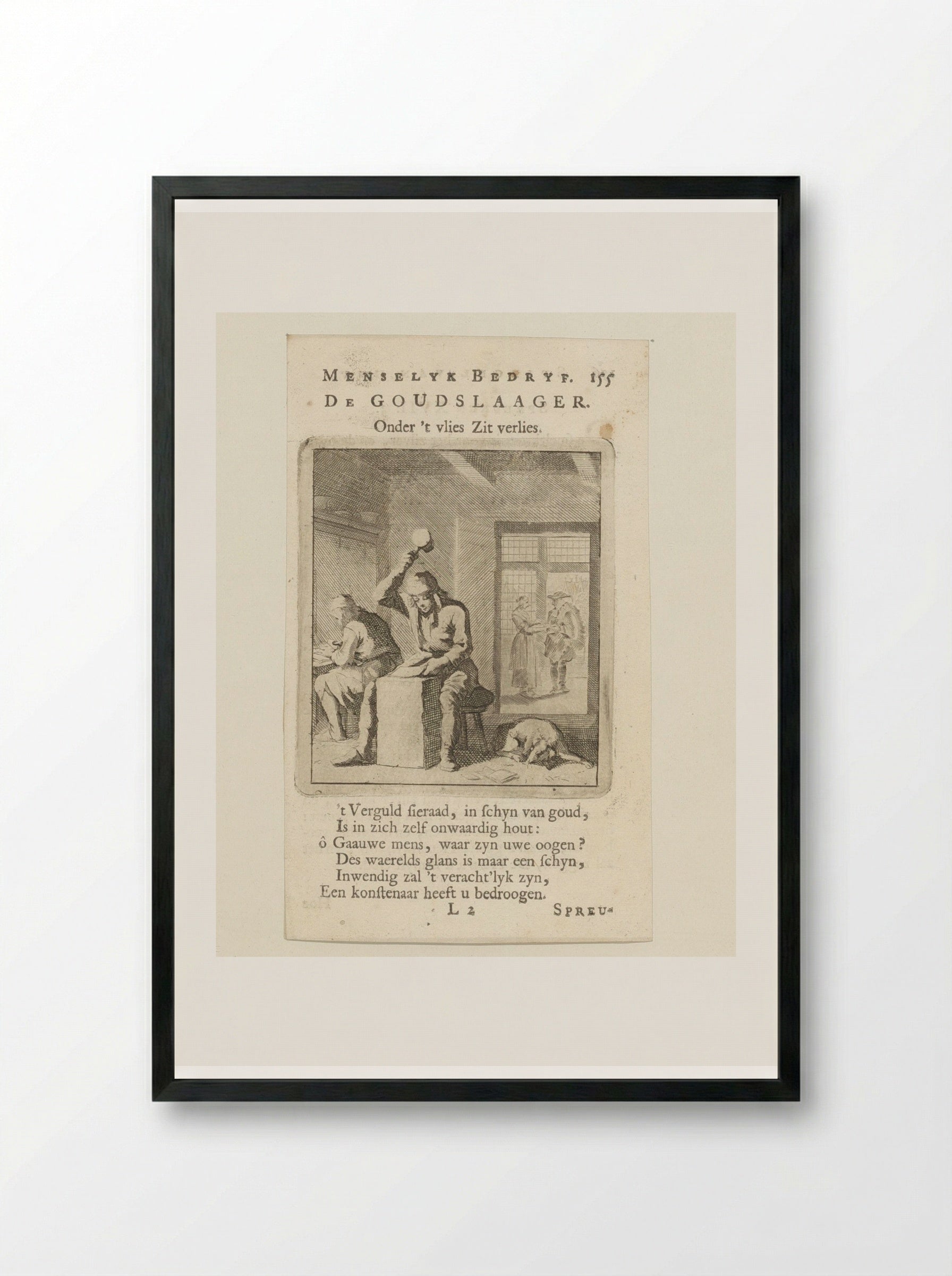 De Goudslaager (The Goldbeater) - Cornelis van der Sys - Framed Print Black