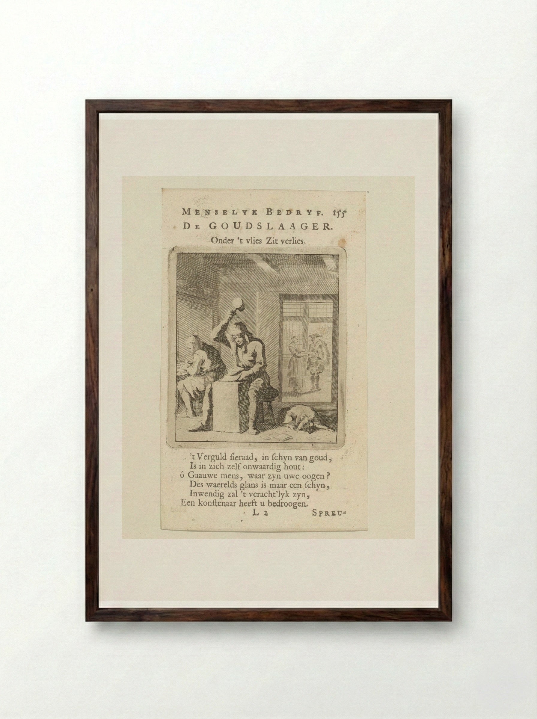 De Goudslaager (The Goldbeater) - Cornelis van der Sys - Framed Print Dark Wood