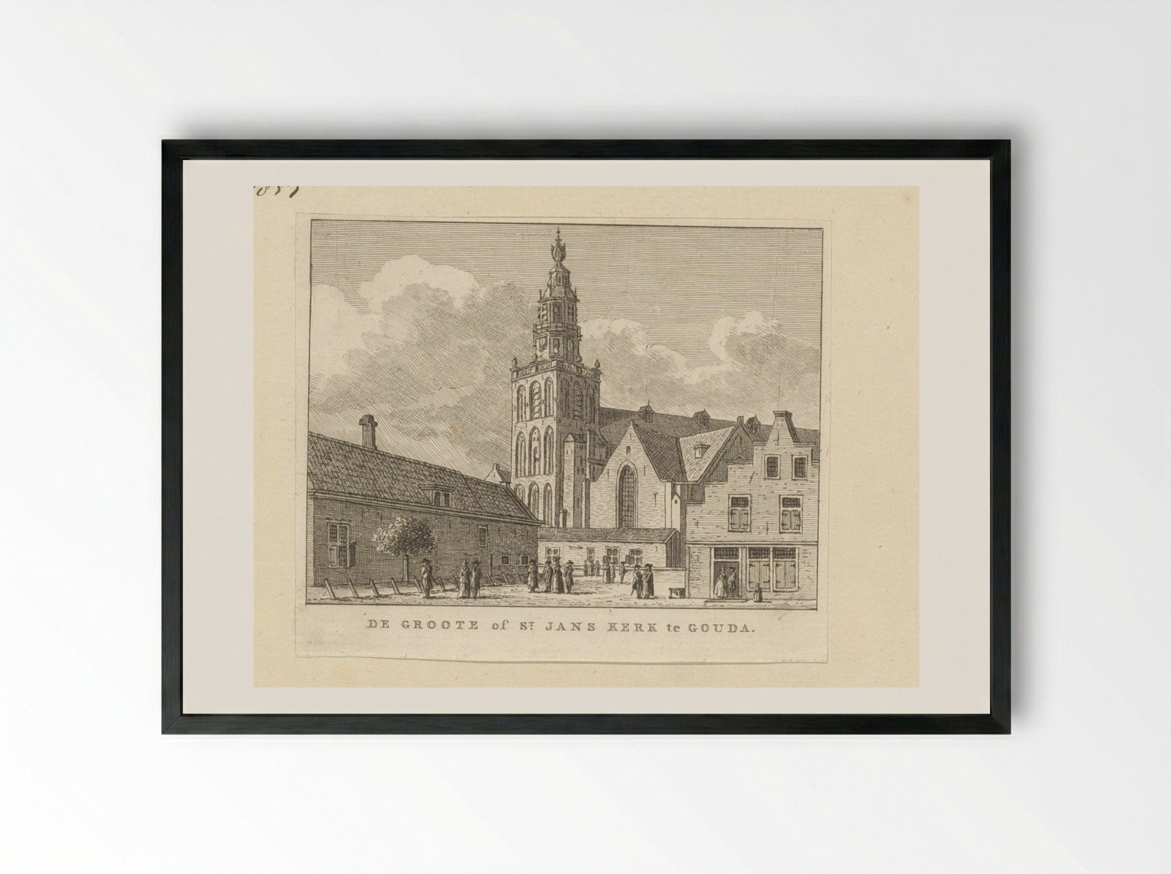 De Groote of St. Jans Kerk te Gouda - Carel Frederik Bendorp (I) - Framed Print Black