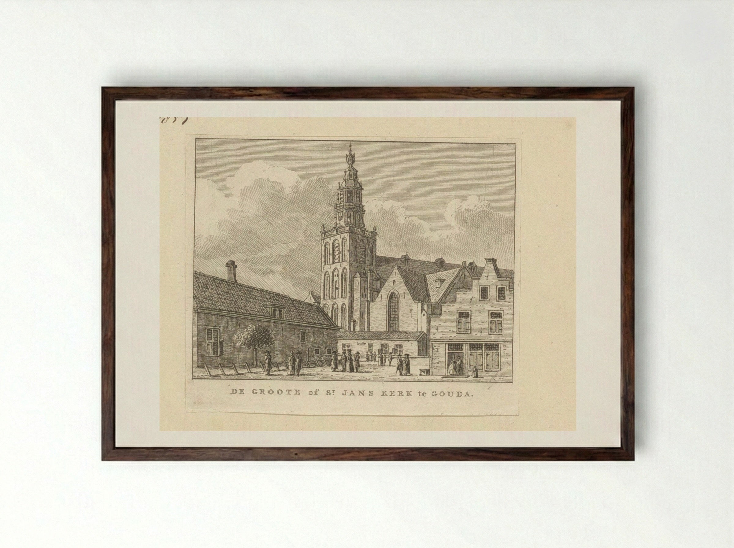 De Groote of St. Jans Kerk te Gouda - Carel Frederik Bendorp (I) - Framed Print Dark Wood