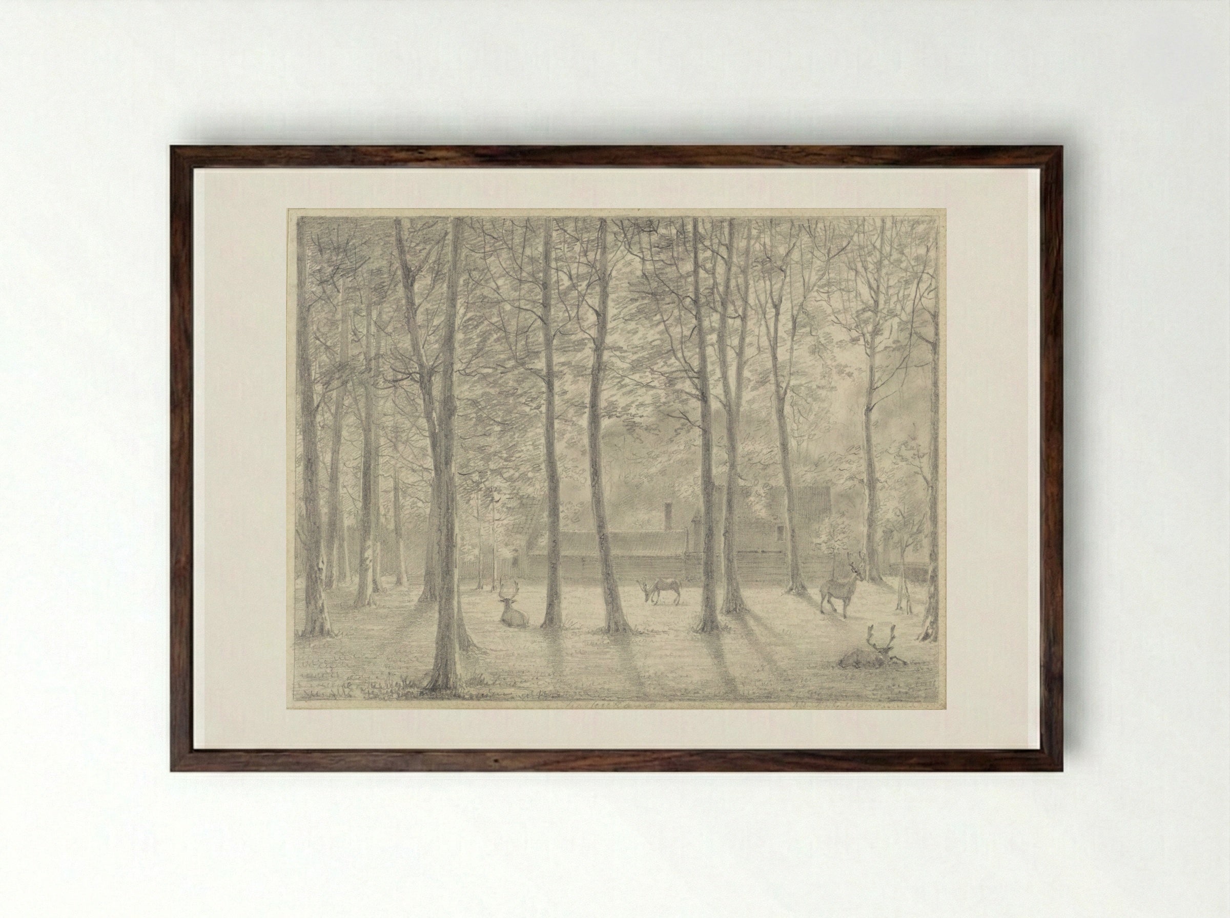 De Hertenkamp in het Haagse bos - Hendrik Abraham Klinkhamer - Framed Print Dark Wood
