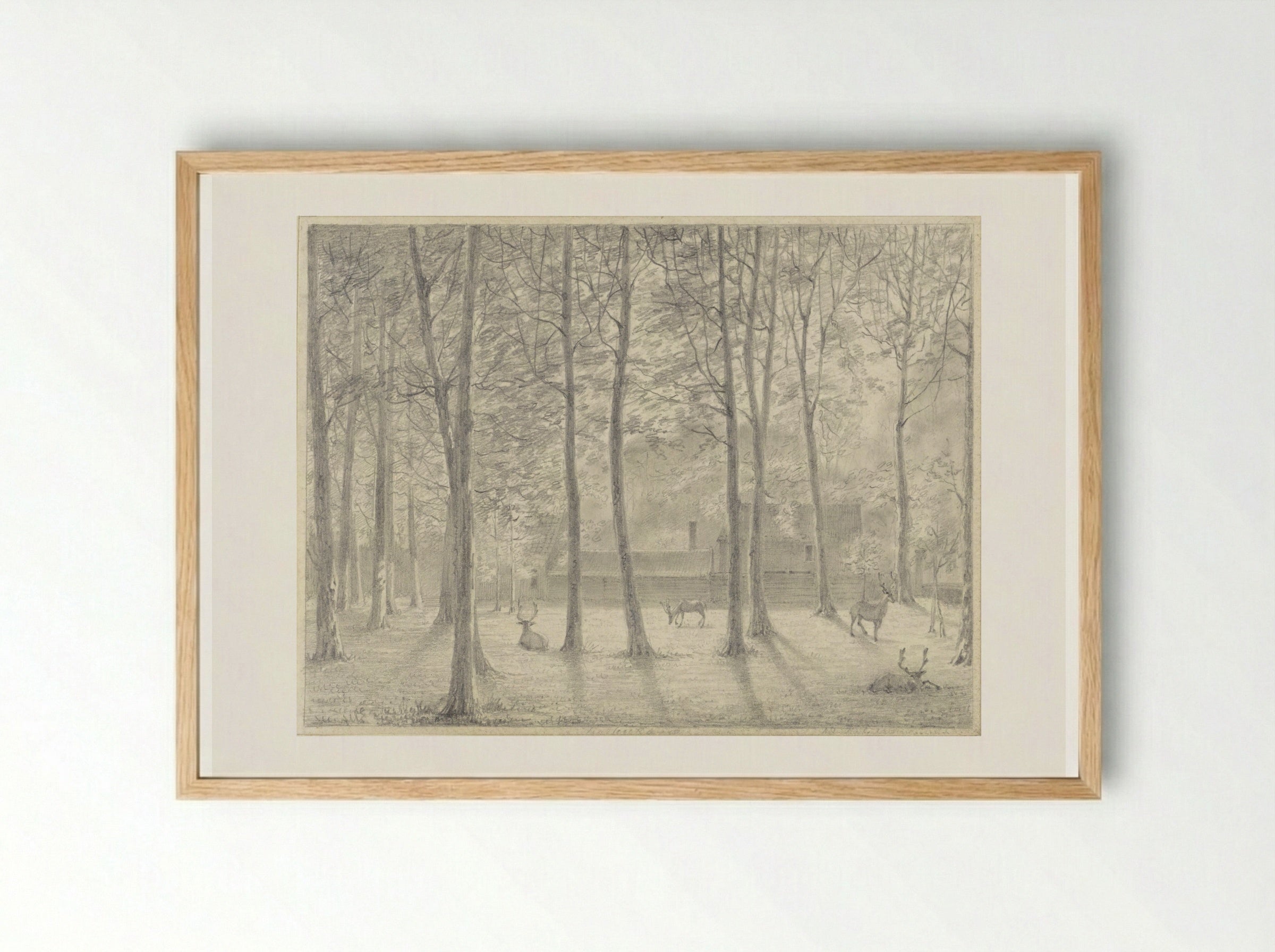 De Hertenkamp in het Haagse bos - Hendrik Abraham Klinkhamer - Framed Print Wood