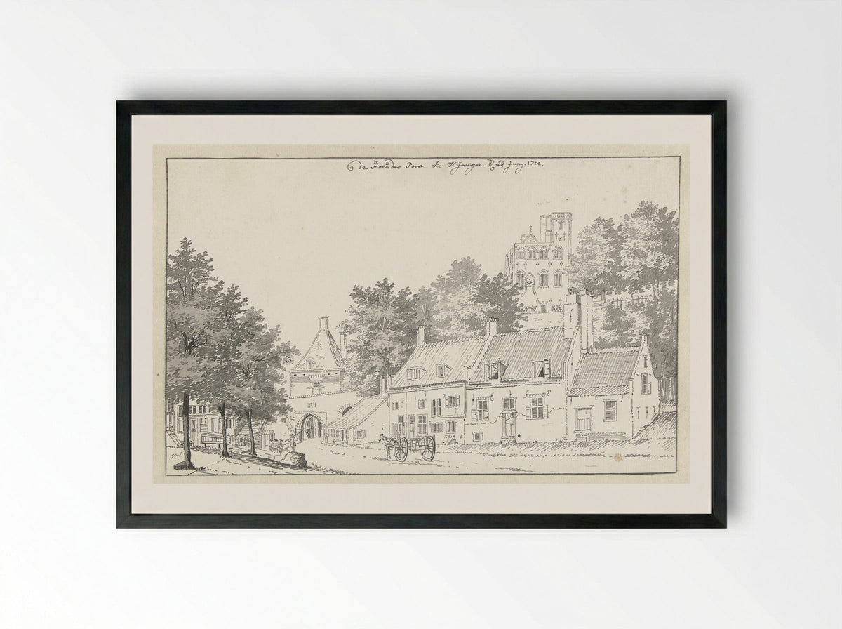 De Hoenderpoort te Nijmegen - Jan de Beijer - Framed Print Black